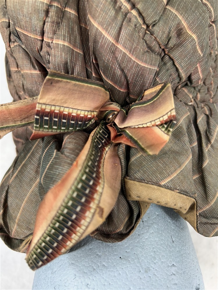 antique hat winter bonnet hand made quilted silk /homespun early 19thc best