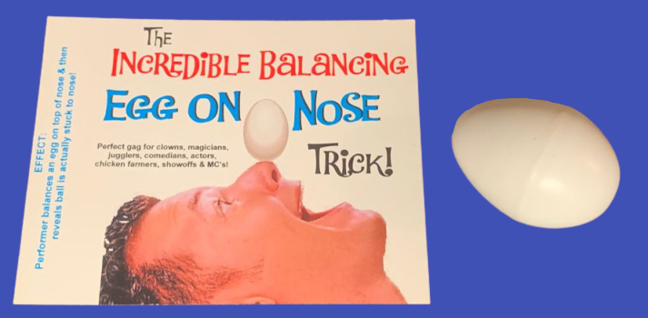 BALANCING EGG ON NOSE Balance Magic Trick Stunt Clown Kid Show Gag Joke Prank