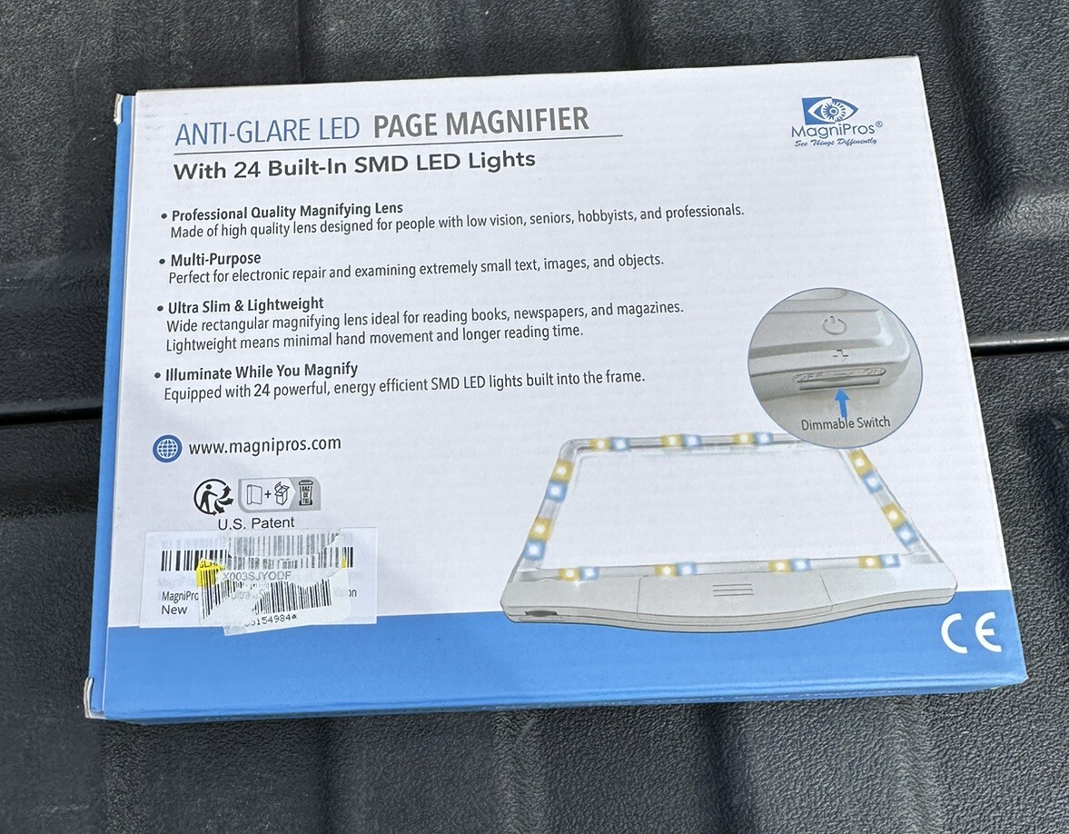 MagniPros Anti-Glare PAGE MAGNIFIER with 24 Built-In LED Lights, 3 Modes