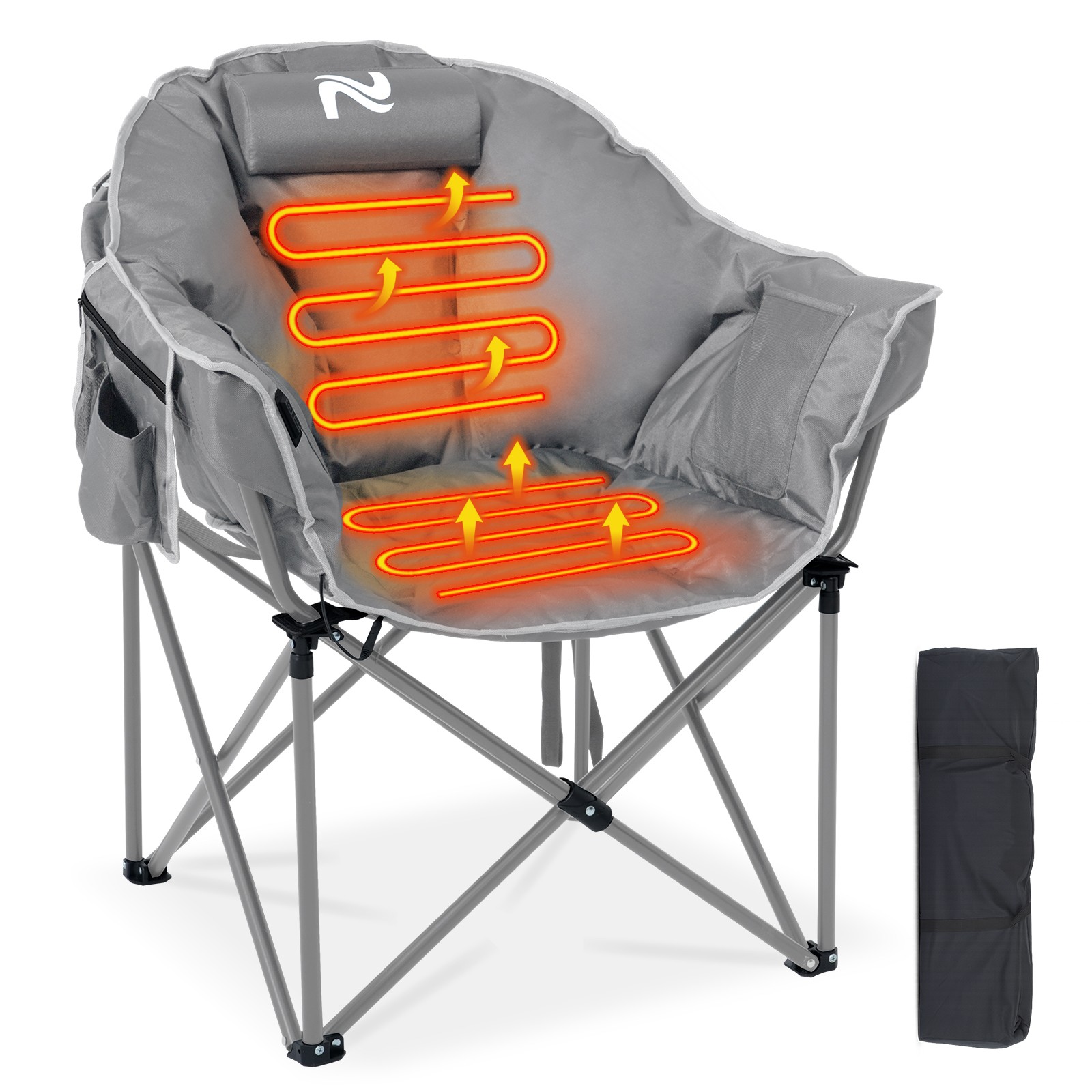 NAIZEA Heated Camping Chair W/3 Heat Levels for Back & Seat Heated Folding Chair