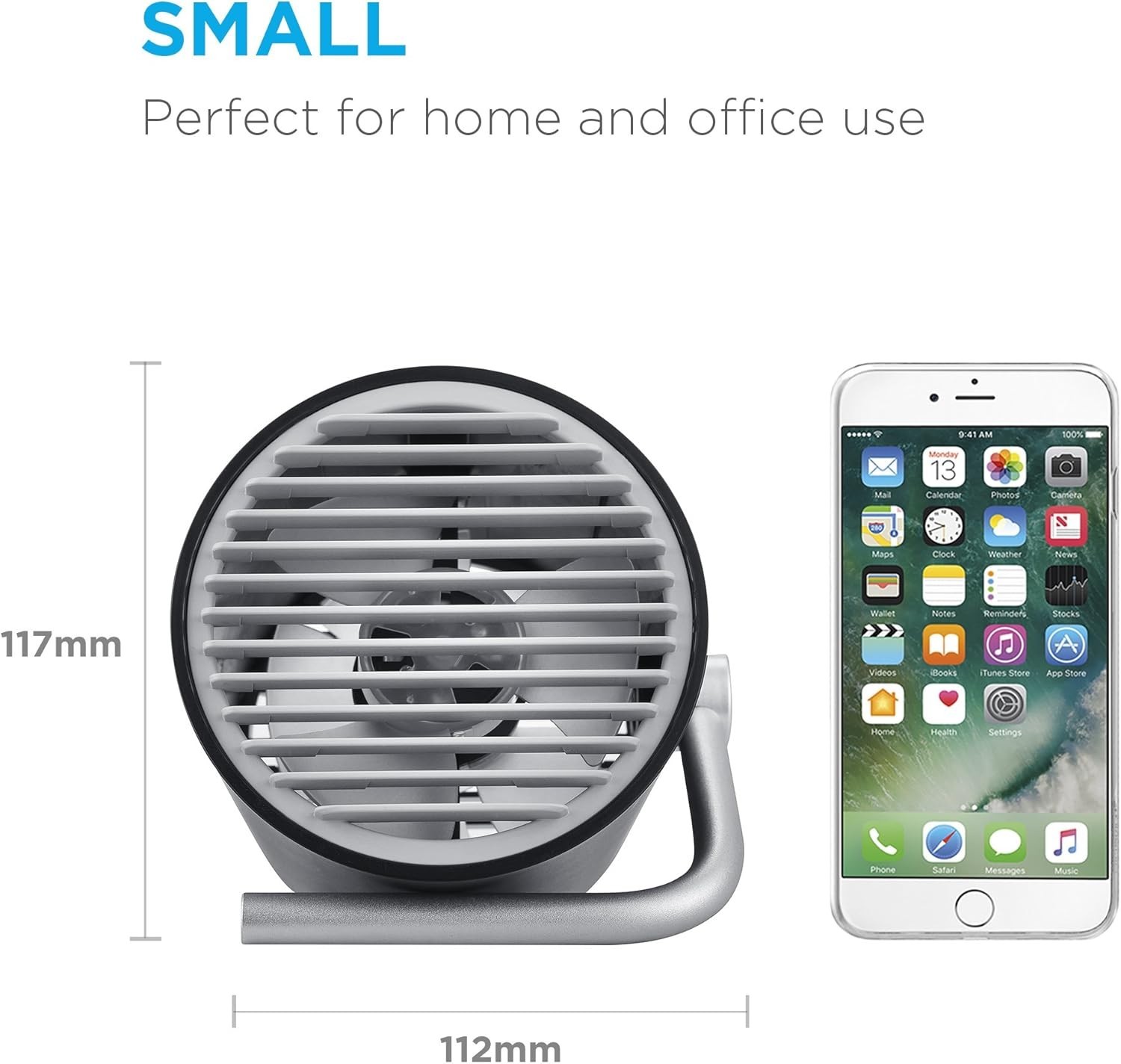 Small Personal USB Fan - Portable Mini Table Desk Fan with Twin Turbo Blades