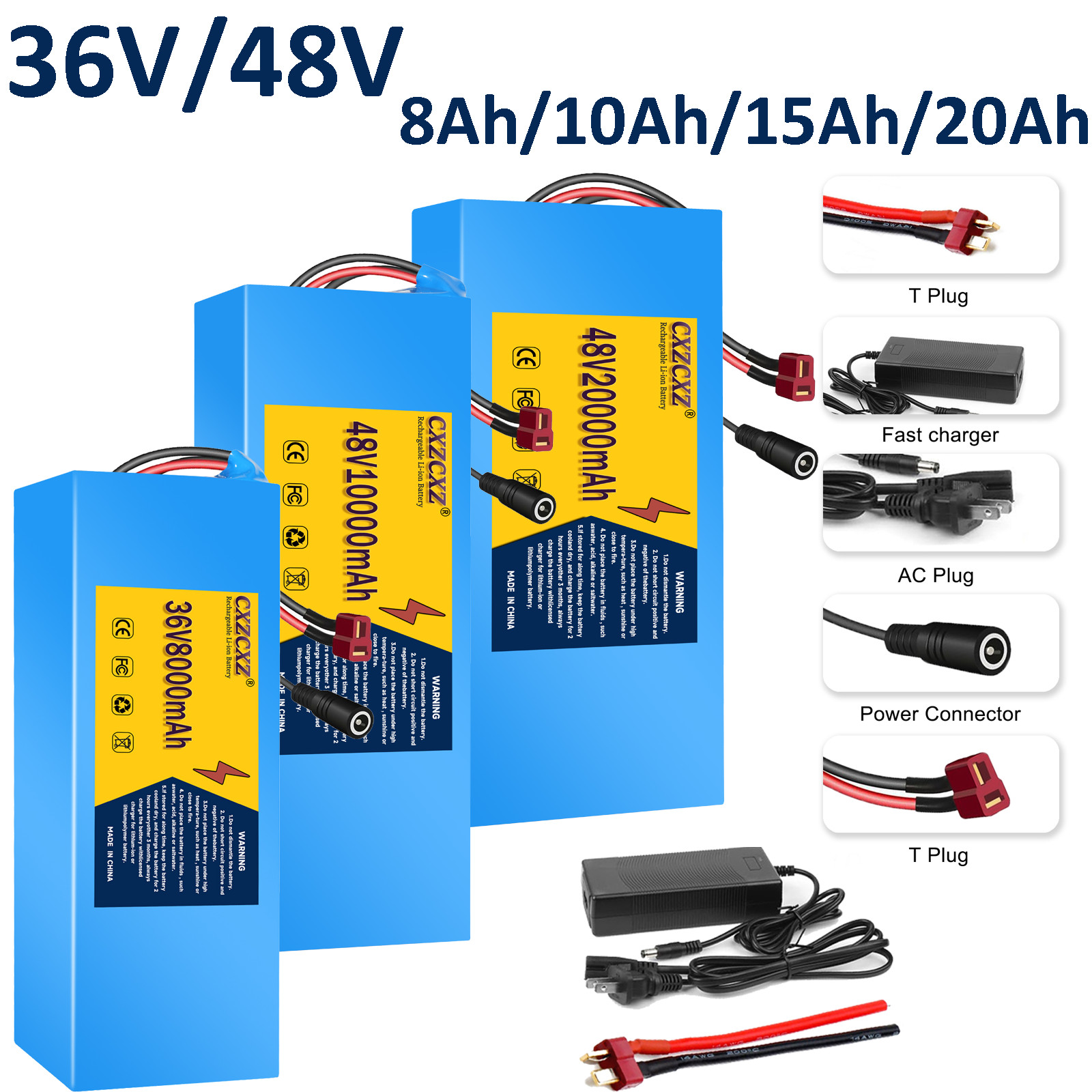 48V 36V 8Ah/10Ah/15Ah/20Ah Battery For 200W-1200W Ebike Electric Bicycle Bike