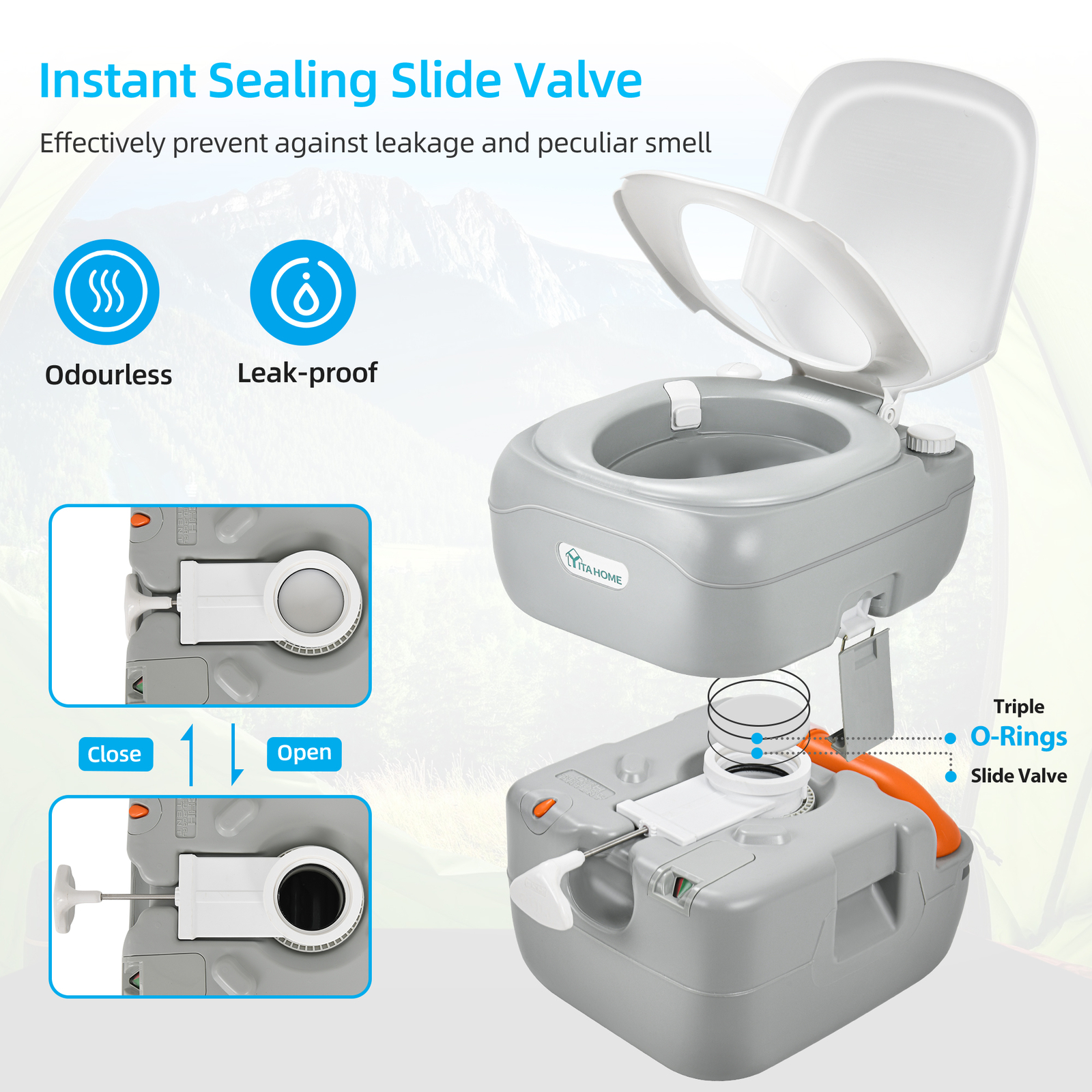 5.8 GAL Portable Toilet & 17L Portable Sink w/ Hand Sprayer for Outdoor Camping