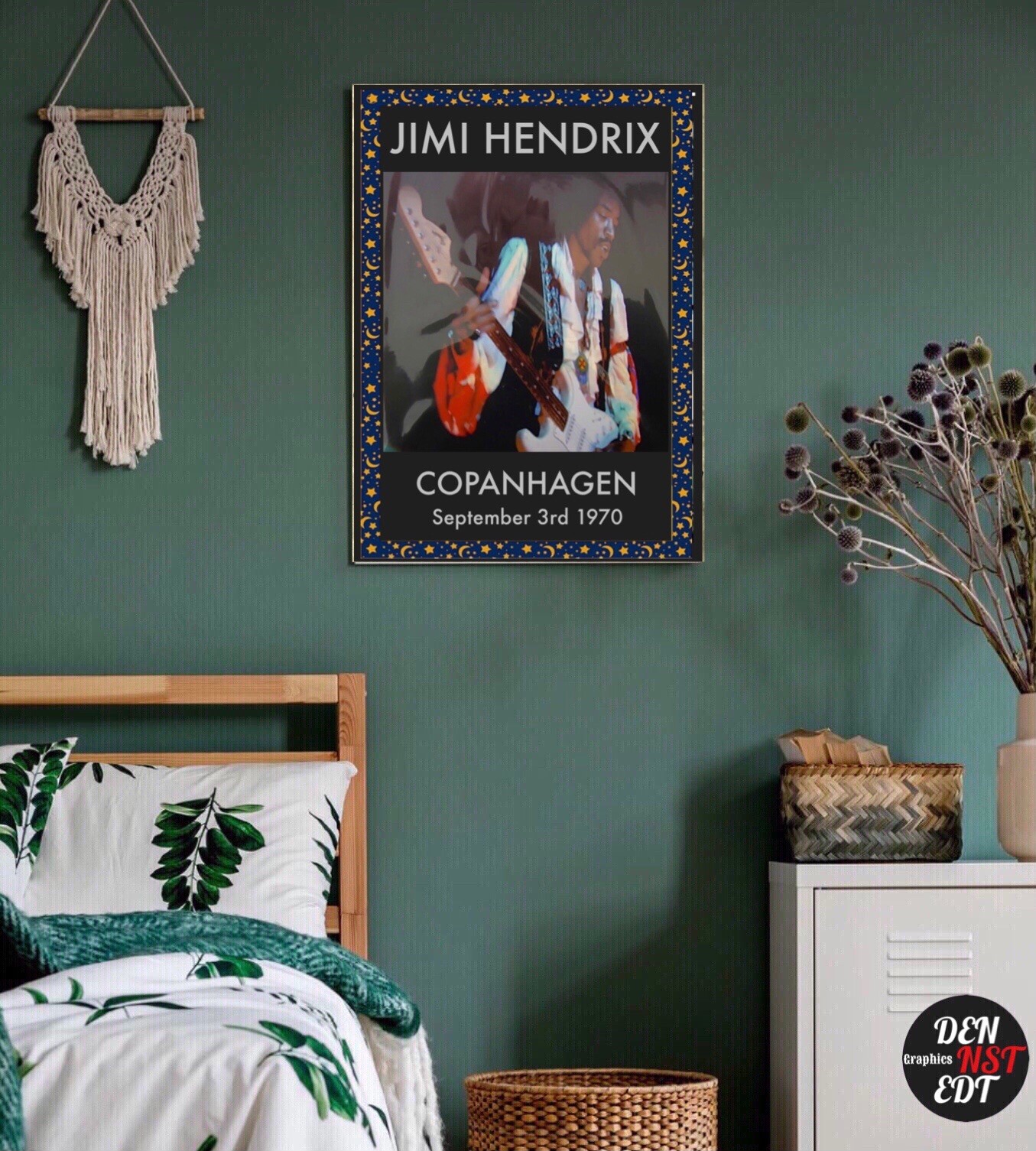 Jimi Hendrix Concert Poster Copanhagen 1970 UV Giclée Print High Quality Unique