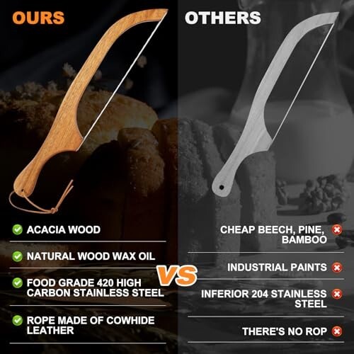 15.7 in Serrated Bread Slicer, Sourdough Bread Knife, Stainless Steel Bow Knife