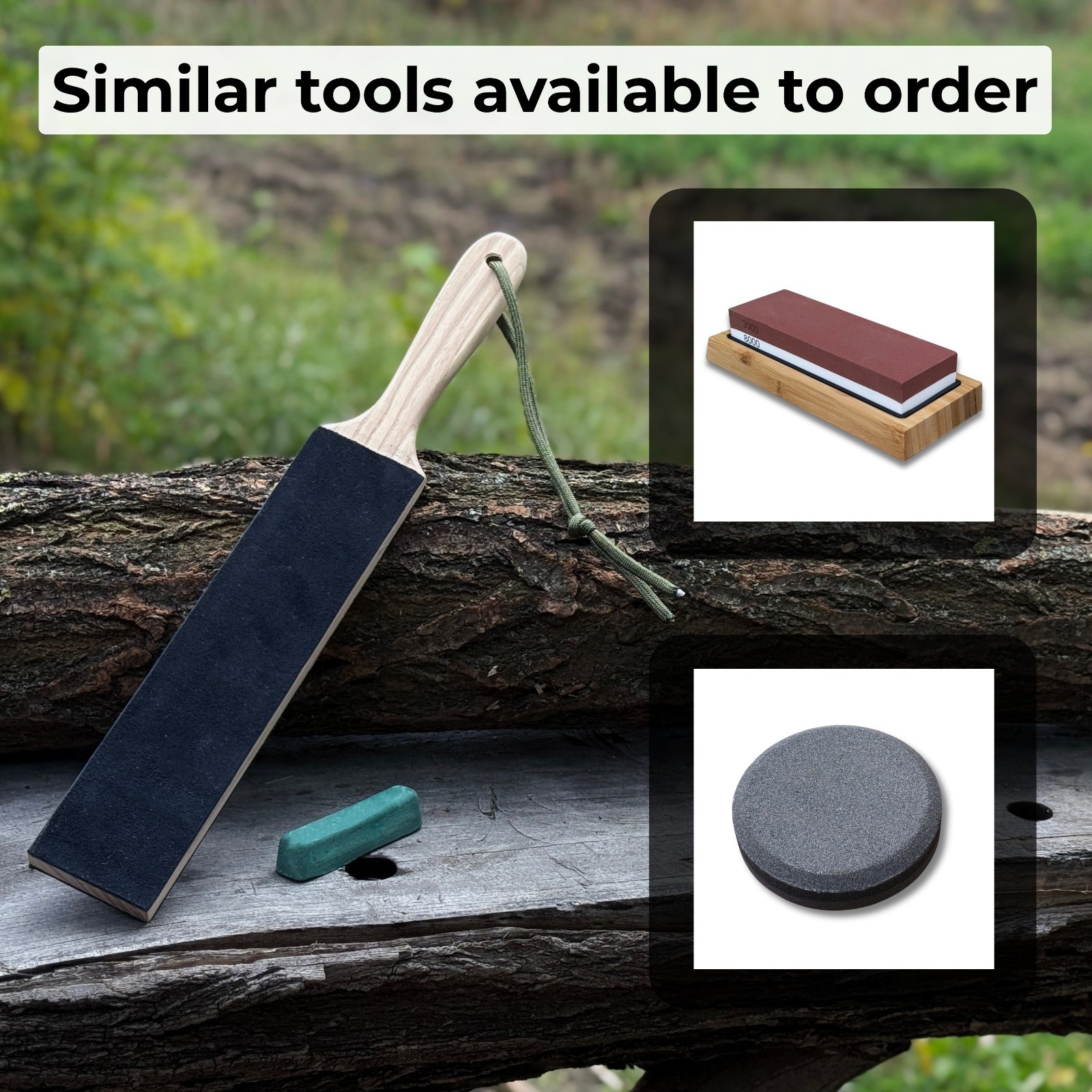 Double Sided Leather Sharpening Strop Knife Tool Honing Paddle Polishing Paste