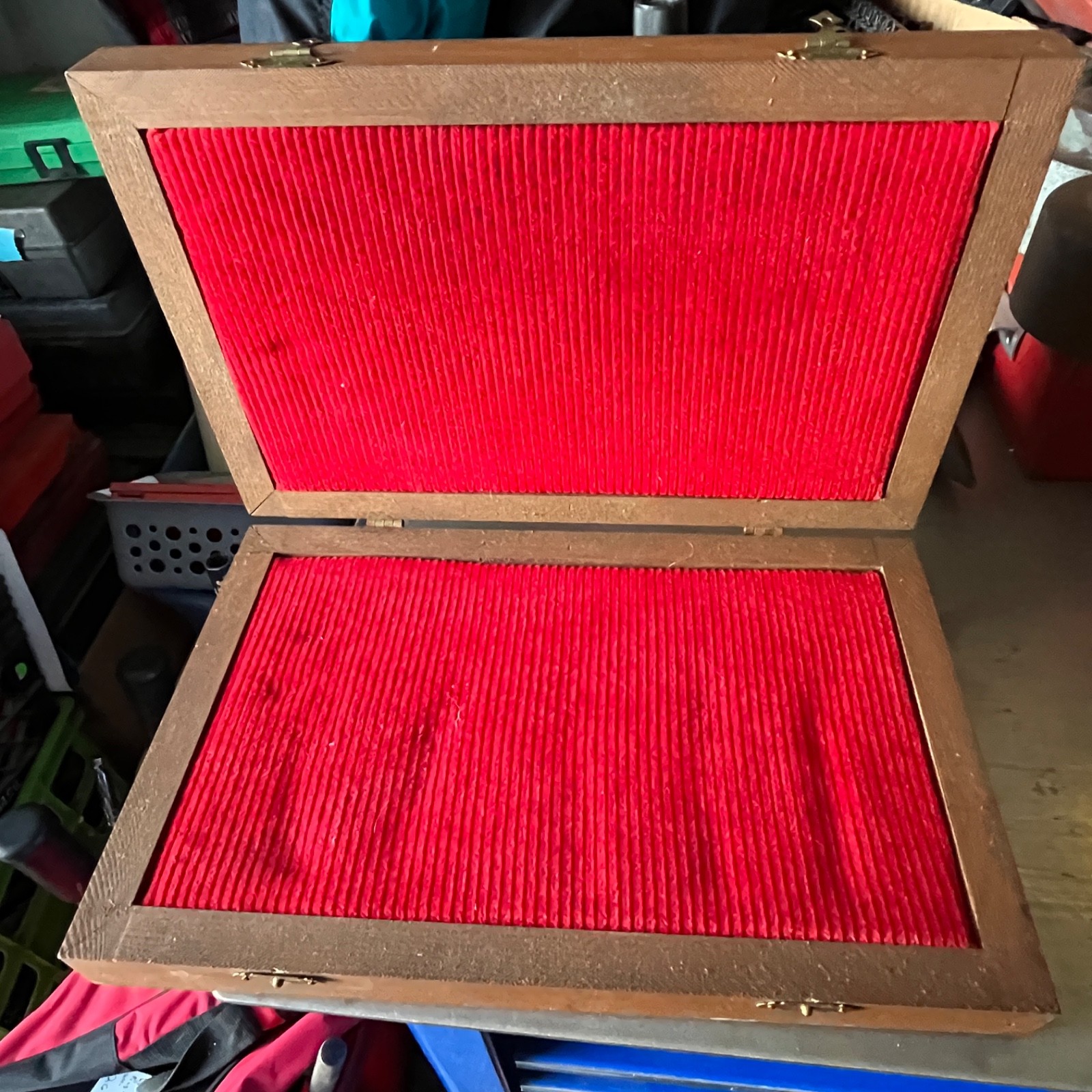 Wooden Gun Case Knife Pistol 13.5” x 8.5” x 3 Revolver Wood USA Shadow Box