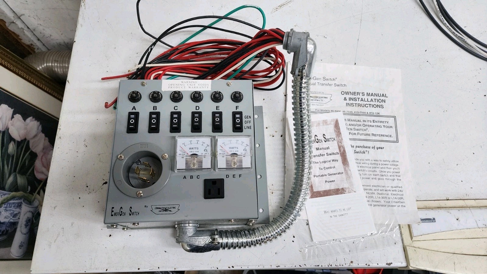 EmerGen Switch Manual Transfer Switch 6-5000 w/ Installation Manual. Never Used