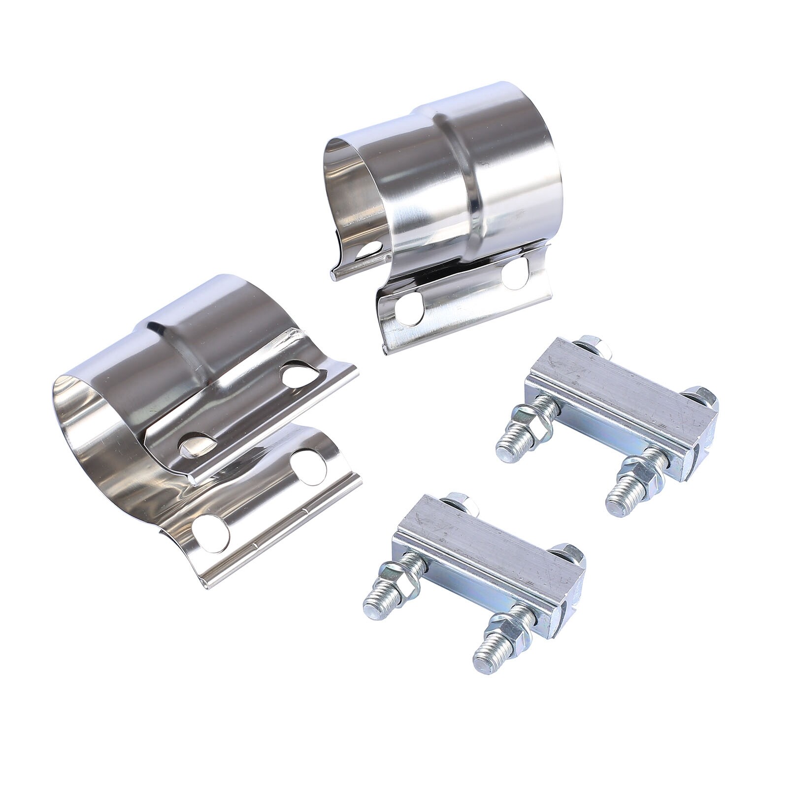 2.5" T304 Stainless Lap Joint Exhaust Band Clamp for Catback Muffler Pipe 2Pcs