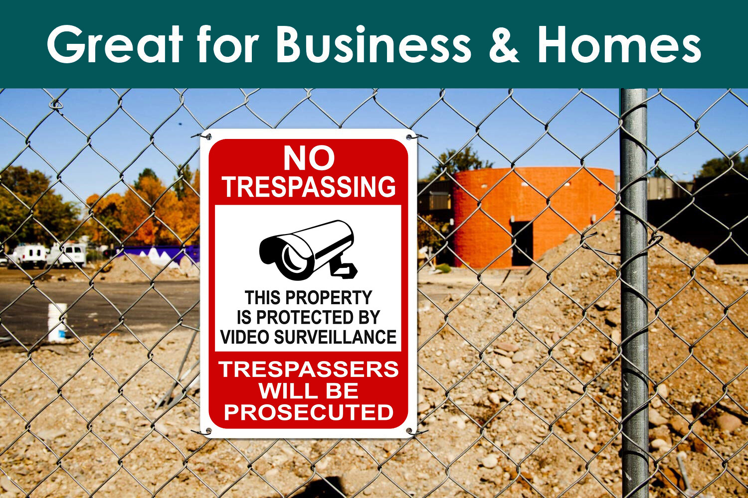 No Trespassing This Area Under Video Surveillance security camera 10"x 14" Sign