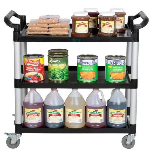 Commercial Kitchen Restaurant Utility Bussing Cart w/ Three Shelves 42" x 20"