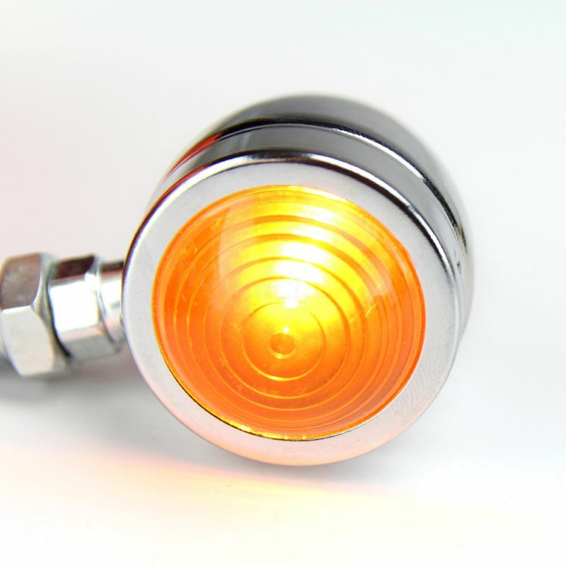 2X 12V Chrome Motorcycle Turn Signals Mini Bullet Blinker Amber Indicator Lights