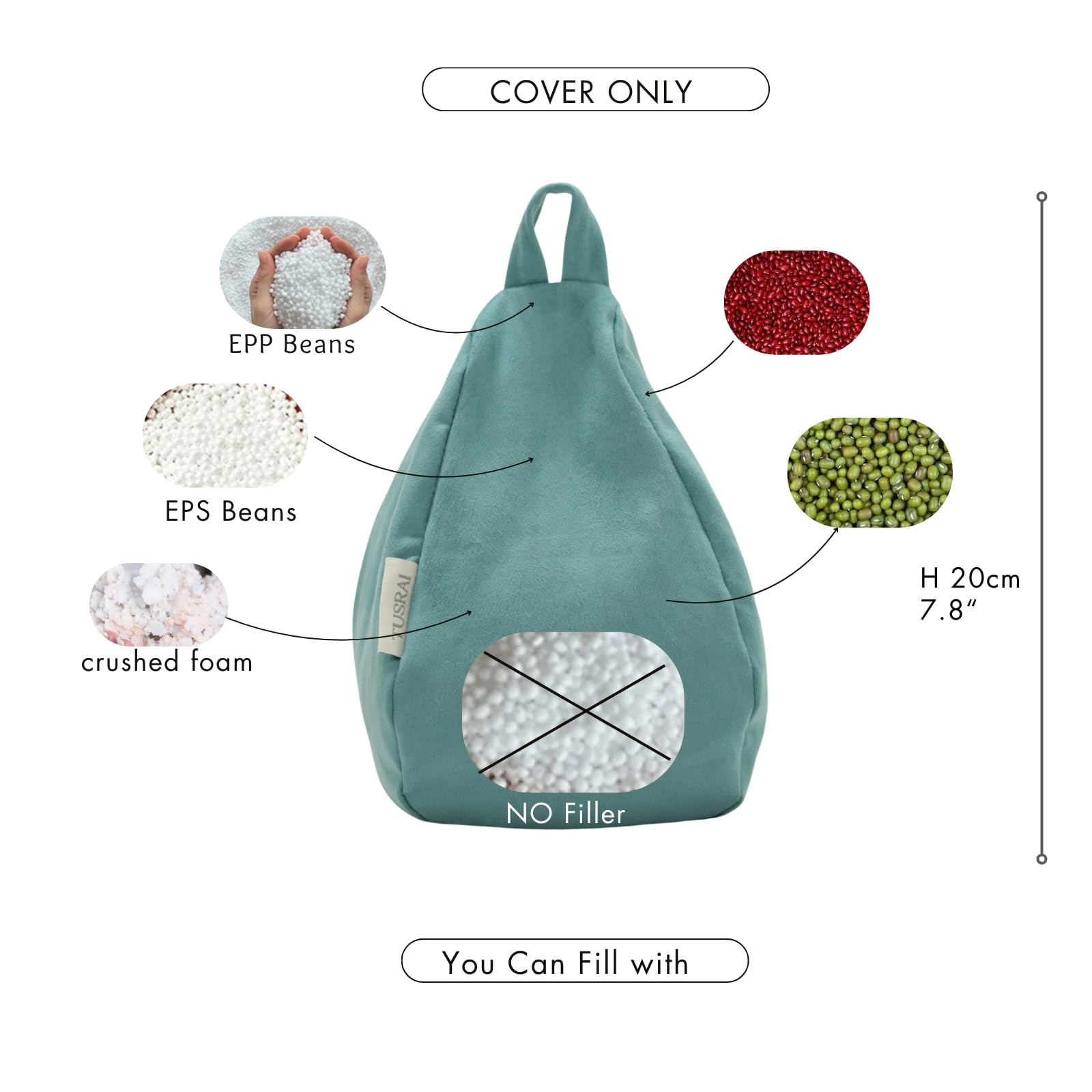 2pcs Cover of Mini Bean Bag Chair Cell Phone Holder (No Filler) Ultra Soft Mi...