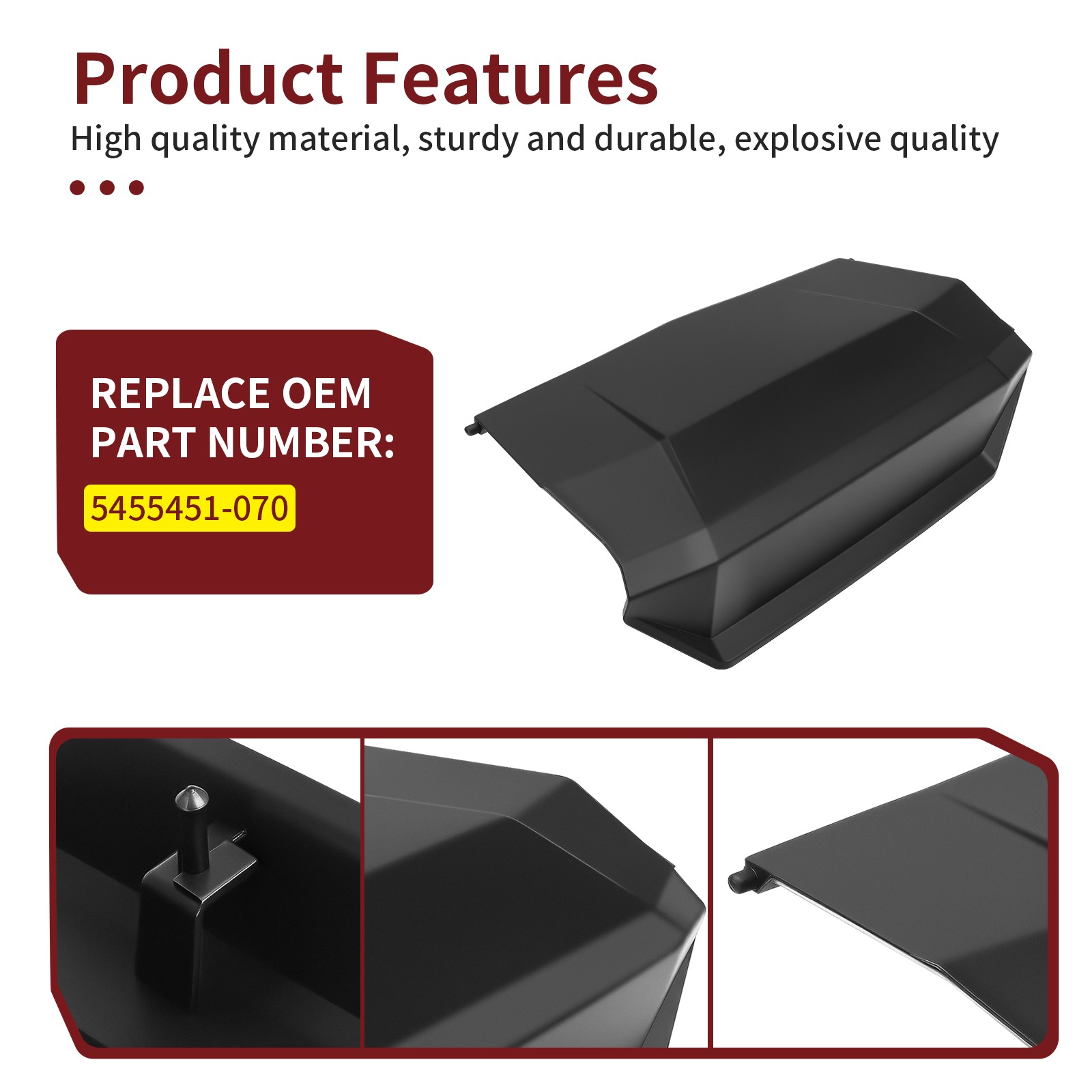 Black Glovebox Storage Lid For Polaris RZR 900 XP 4 Turbo S Trail # 5455451-070