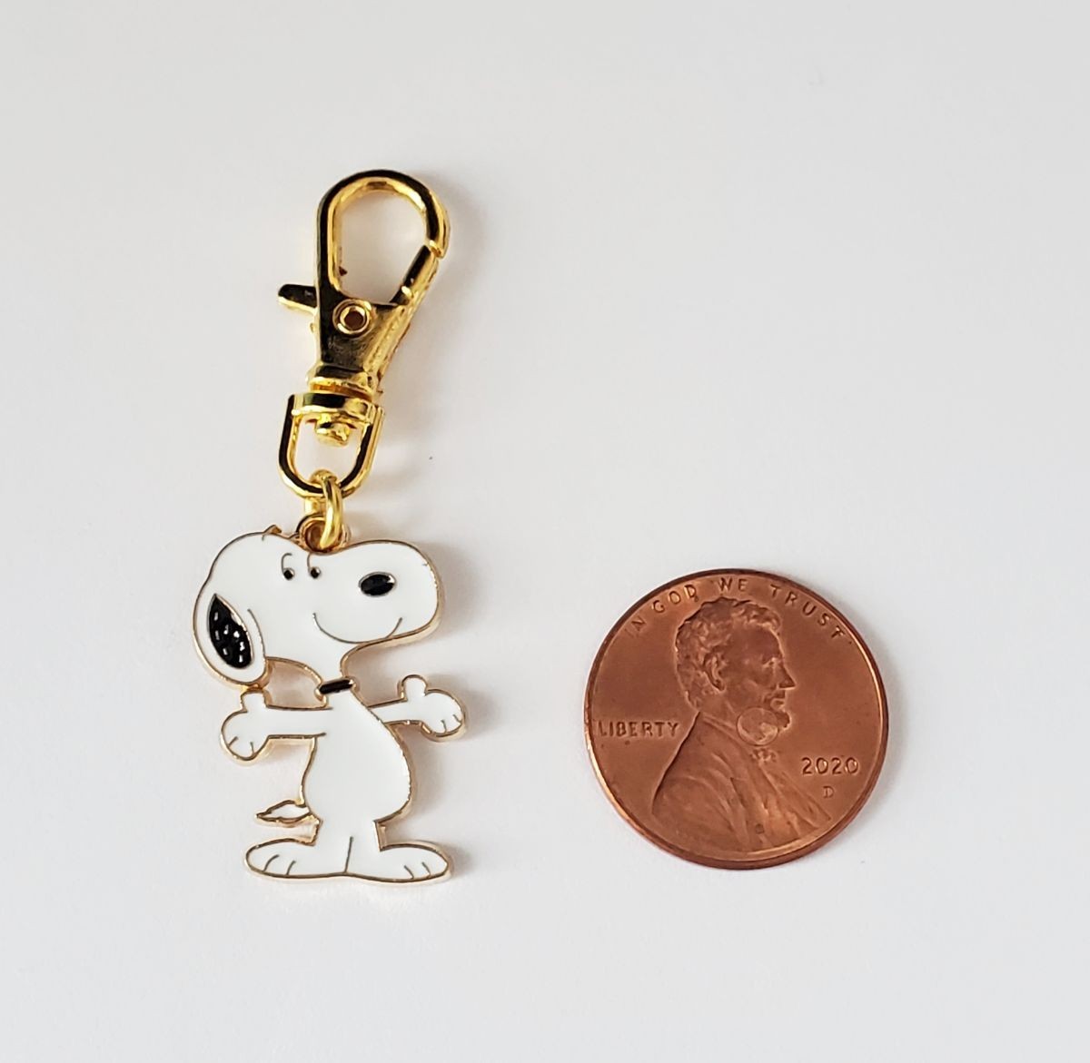 SNOOPY CHARM HAPPY HUG Zipper Pull Bag Purse Wallet Backpack Dog Cat Collar GOLD