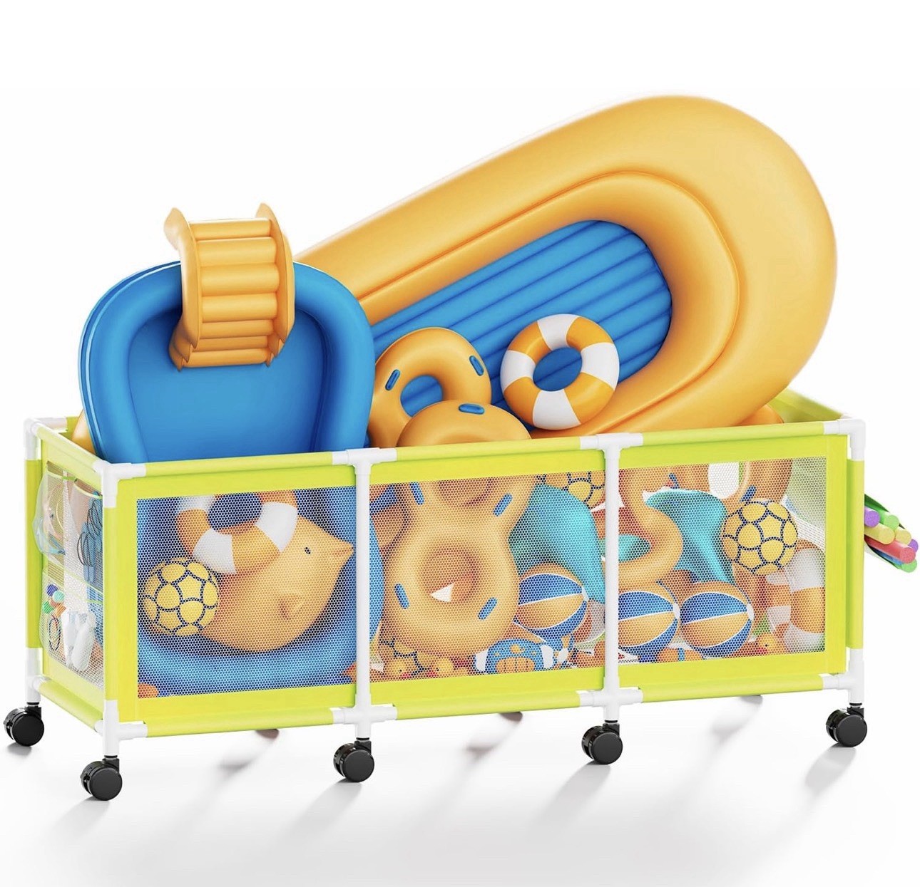 365 Gallon 103" XL Rolling Swimming Pool Storage Bin, Noodles, Toys, Floats Etc.