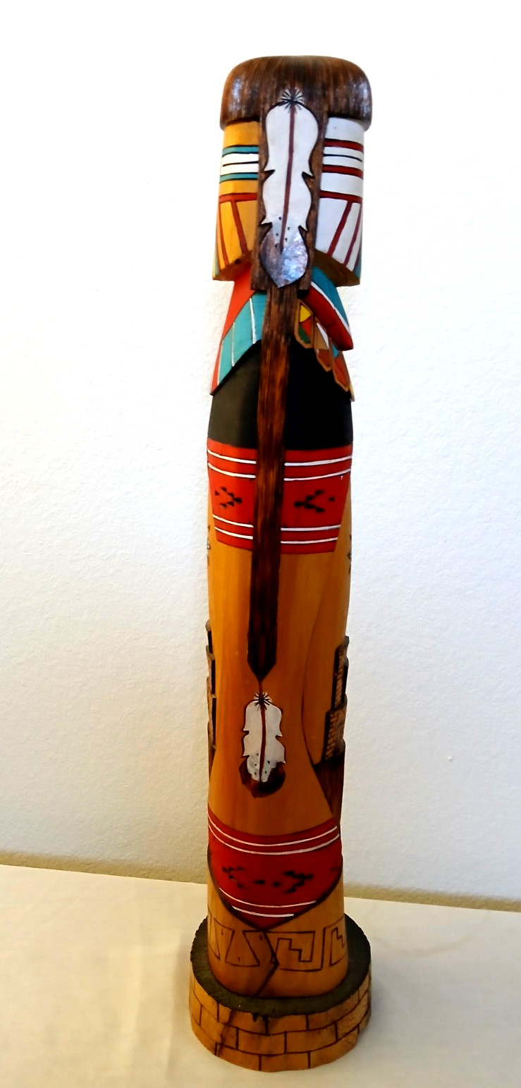 Authentic Hopi Navajo Fully Carved Cottonwood Shalaka Kachina 23" Stenson Walker