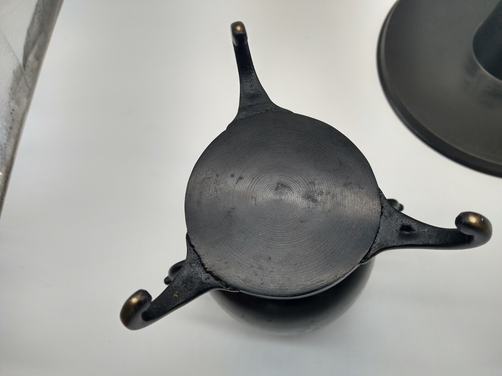 Antique Japanese Bronze Usabata Flower Arranging Vessel, Black