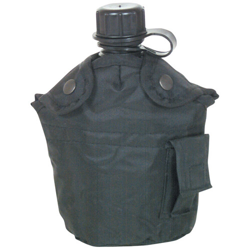 NEW Tactical Military 1qt Canteen COVER with Alice Clips and Side Pouch BLACK