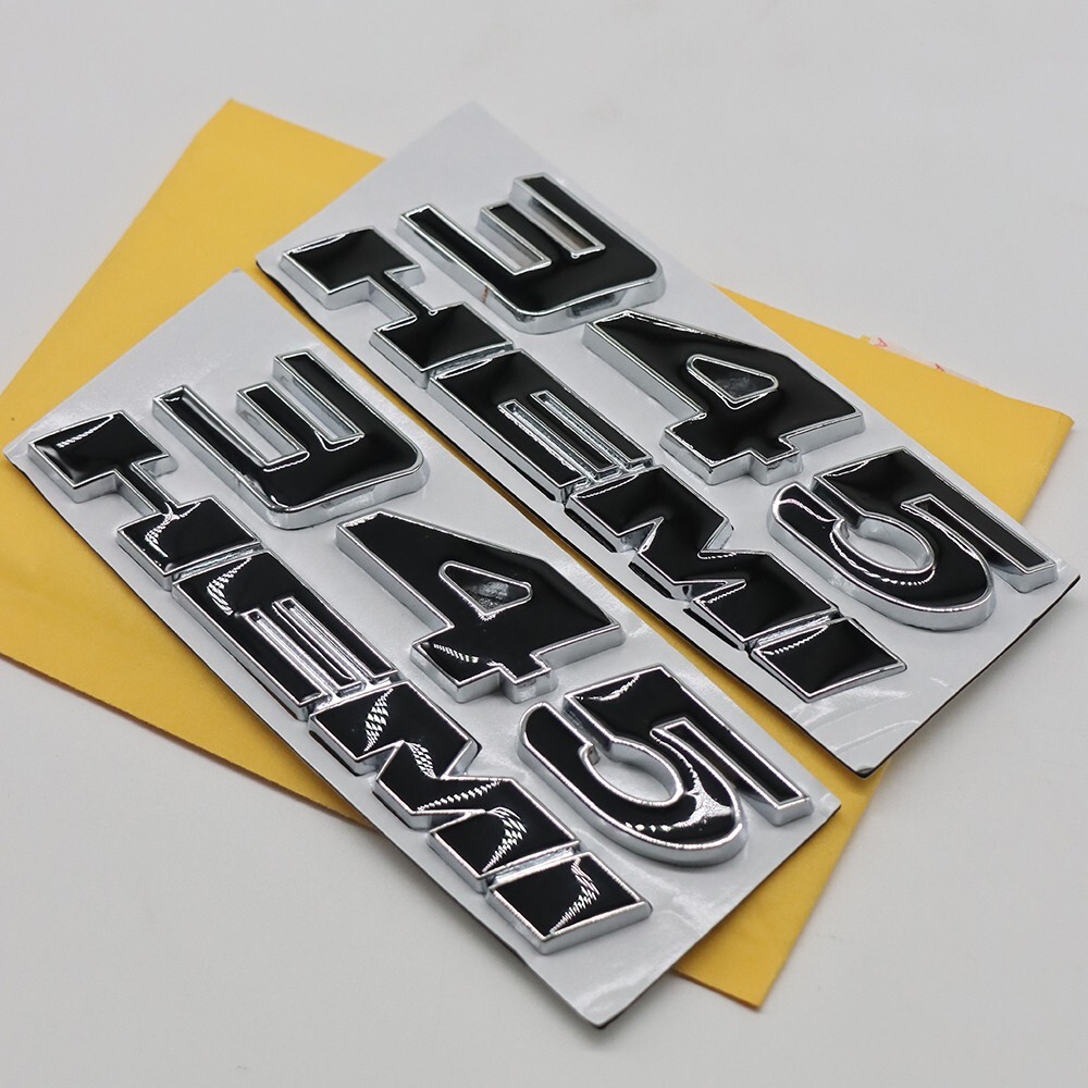 2PCS 345 HEMI Emblems Set For Side Fender Left Right Badge Sticker Chrome Black