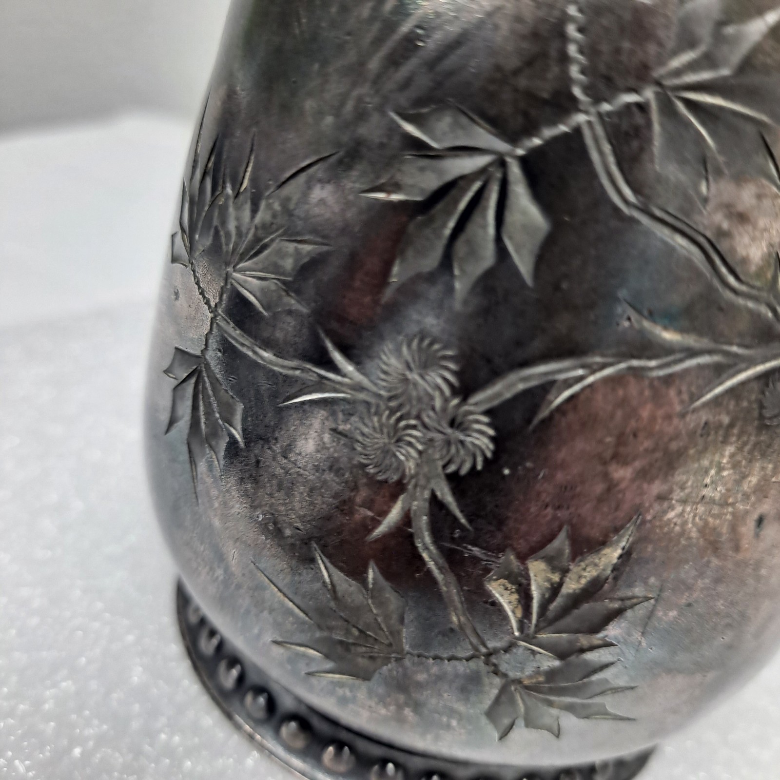 ANTIQUE 1898 VINTAGE QUADRUPLE SILVER PLATED SYRUP PITCHER BY JAMES W. TUFTS