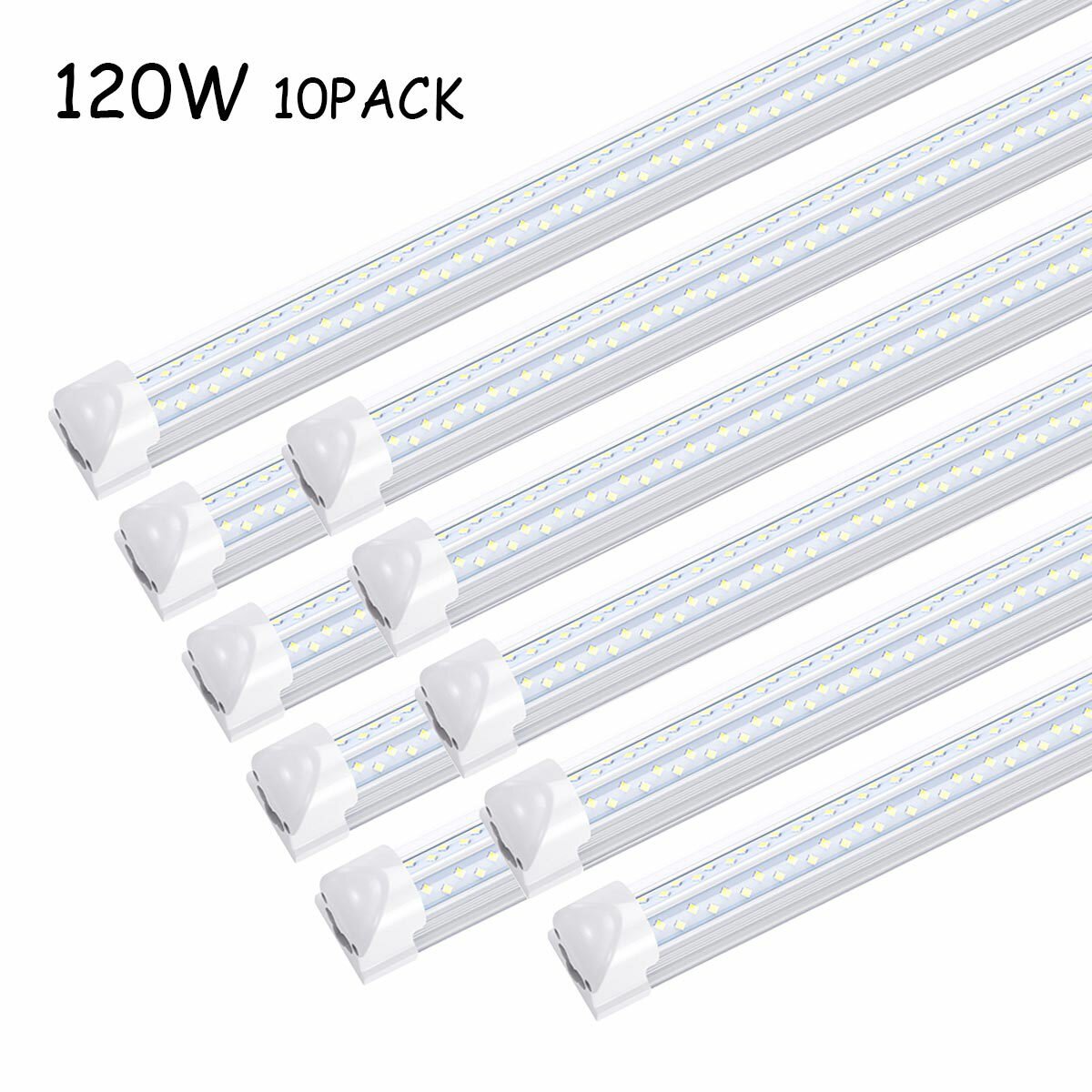 10Pack 8Foot 120W Integrated Led Light Bulbs T8 8FT Led Shop Light Fixture 6000K