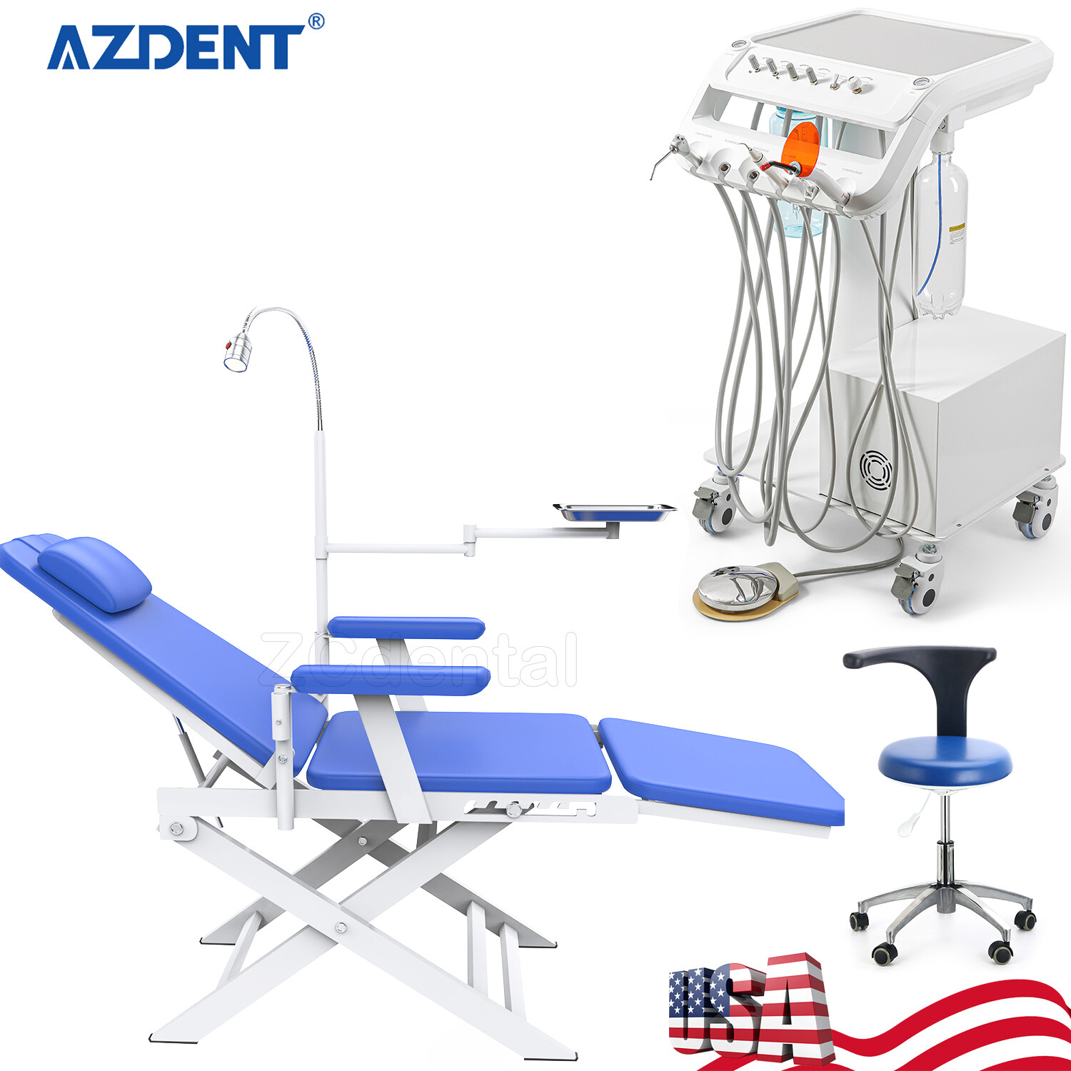 Dental Unidad De Entrega Portatil Móvil Compresor De Aire Succión Jeringas/Silla