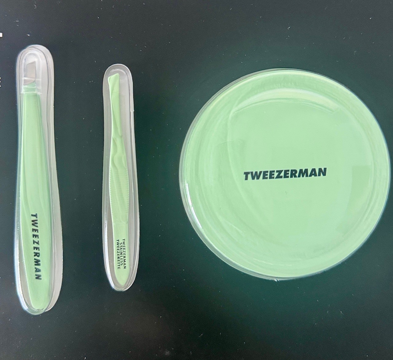 Tweezerman Brow Tweezer Set- Includes Slant Tweezer, Travel Tweezerette & Mirror