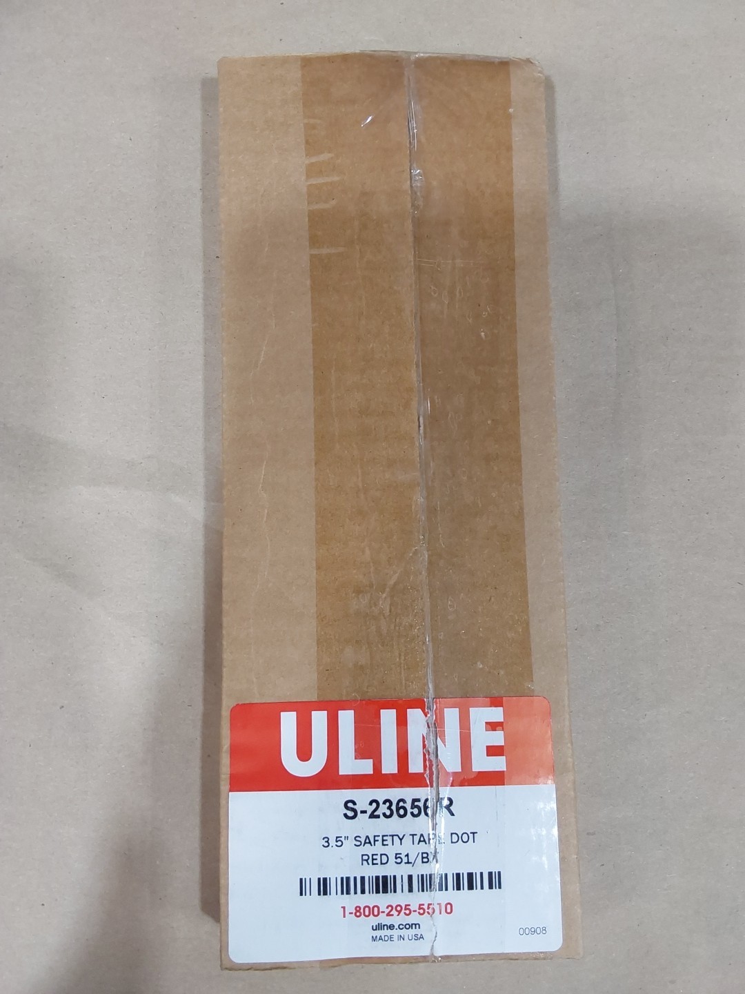 ULINE S-23656R 3.5" Safety Tape Dot Red 51/box