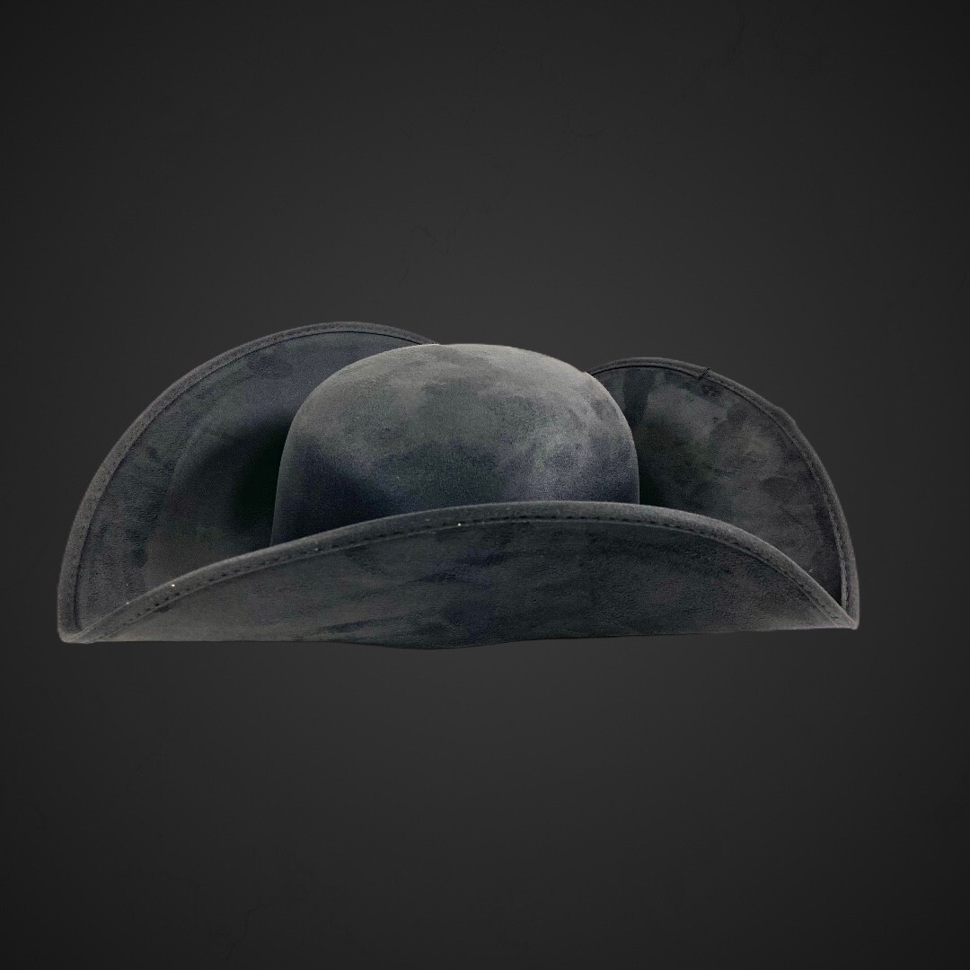 BLACK PREMIUM ADULT BLACK PIRATE TRICORNE TRI-CORNER TRICORN COSTUME HAT