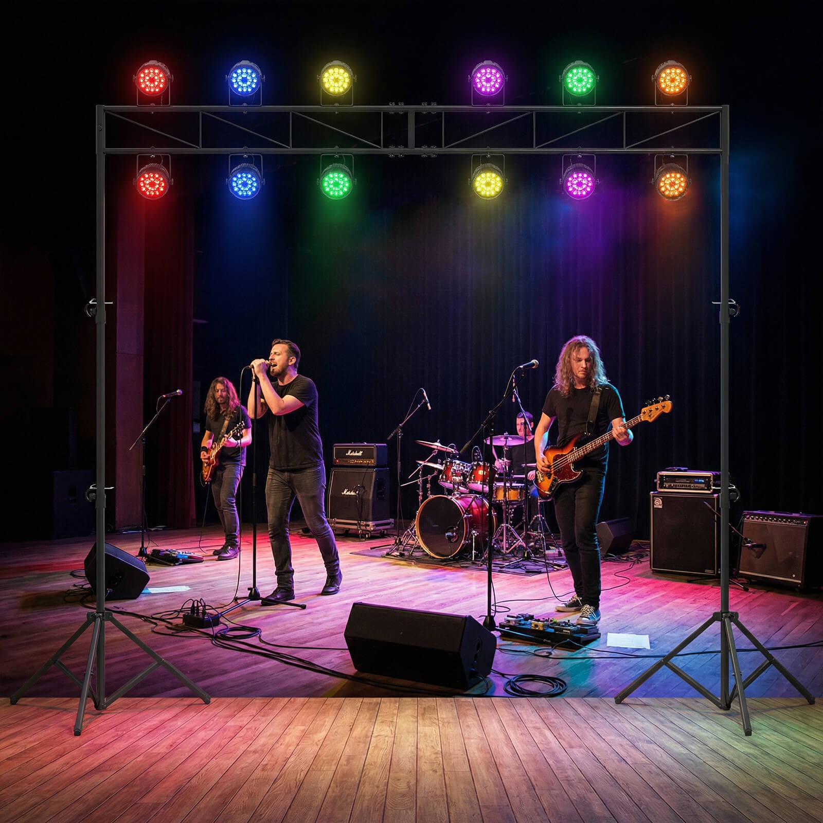 Portable Lighting Truss System w/2 Folding Tripods, 12 Mounting Points for Bands