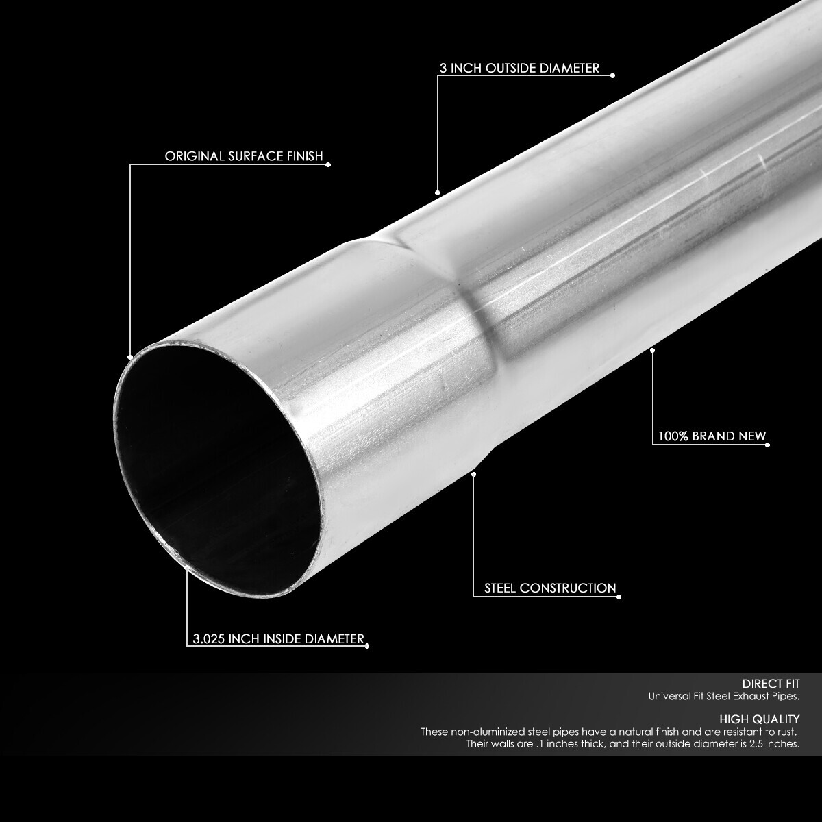 3"OD DIY Custom Exhaust Pipe Kit 16-Pieces Straight & 45 90 Degree & U-Bends