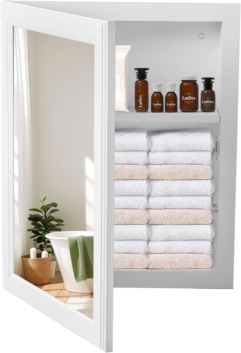 Bathroom Mirror with Storage,Medicine Cabinet with Adjustable Shelf Wall Mounted