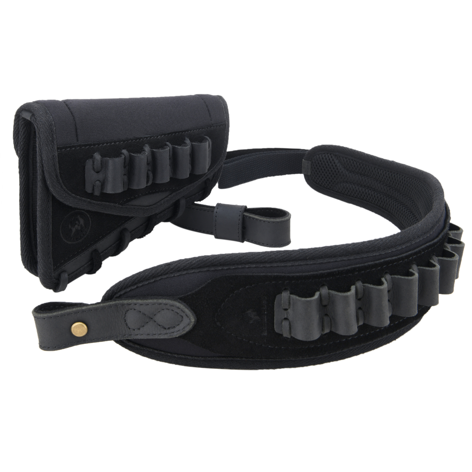 WAYNE'S DOG Leather Gun Buttstock Pouch with Hunting Gun Sling.22 12GA .357.308