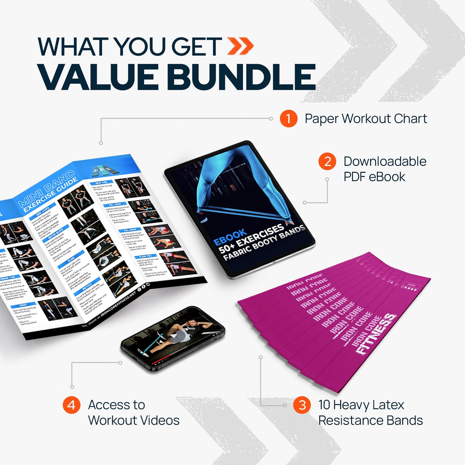 10-Pack Set Heavy Resistance Loop Bands – Latex Mini Bands for Workout, Glute...