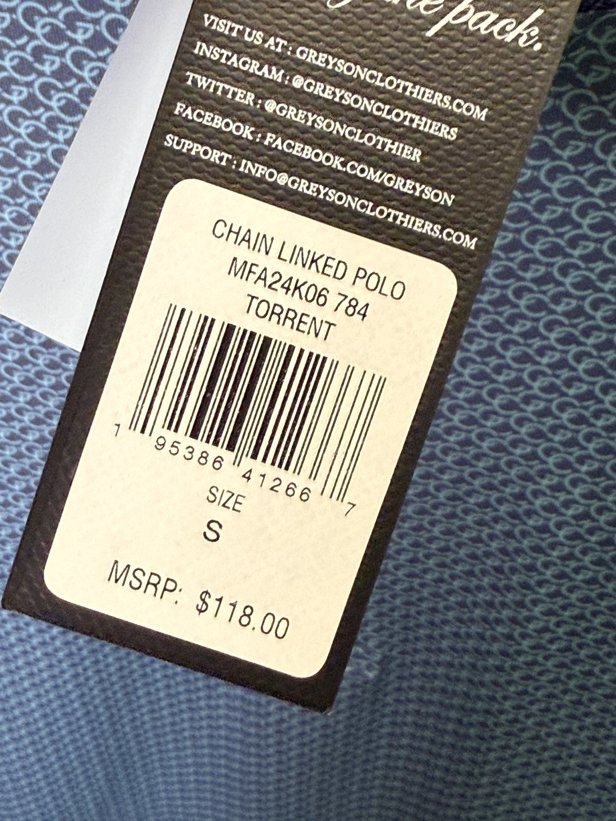 NWT MEN'S GREYSON CHAIN LINKED POLO, SIZE: S, COLOR: TORRENT (M10.22)