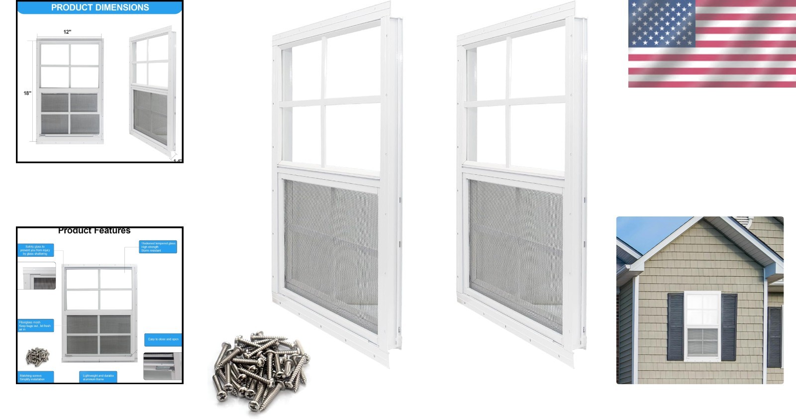 Corrosion-Resistant 12 x 18 Shed Windows - 2 Pack with Quick DIY Installation