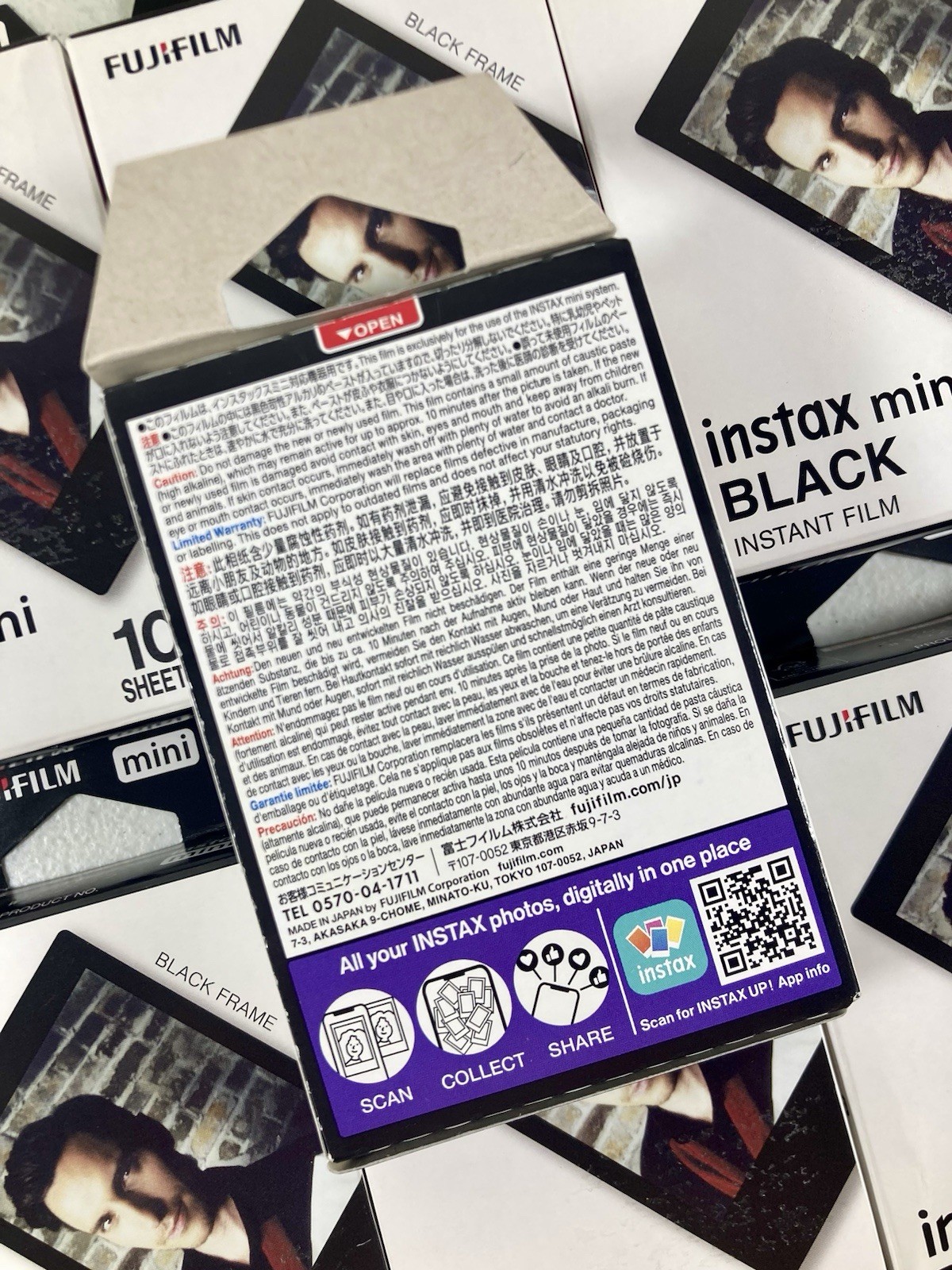 (LOT OF 10) Fujifilm INSTAX MINI Black Instant Film 10 Exposures Each NEW SEALED