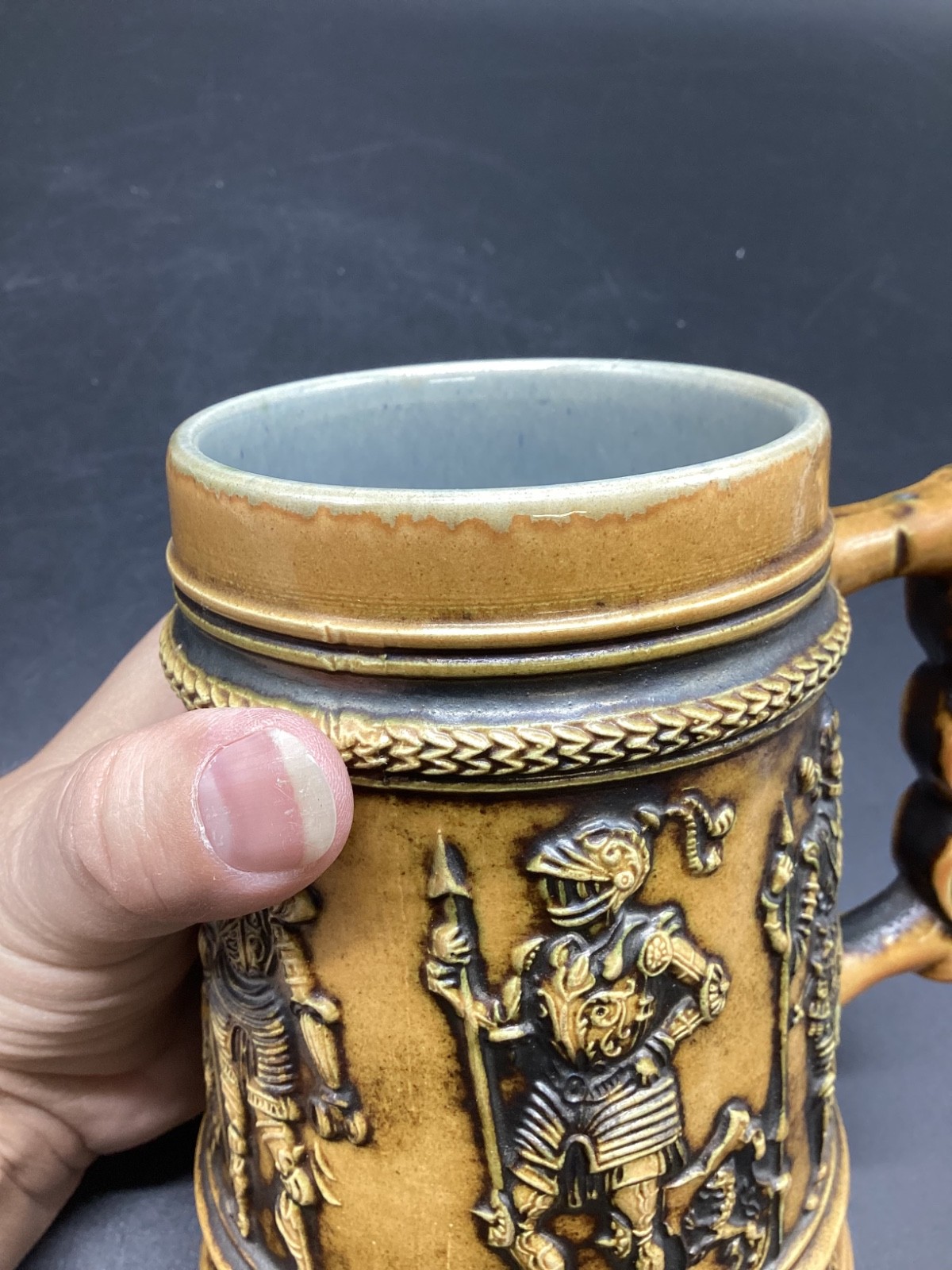 Vintage Gerz Stoneware W.Germany Beer Stein/Mug w/Men in Armor