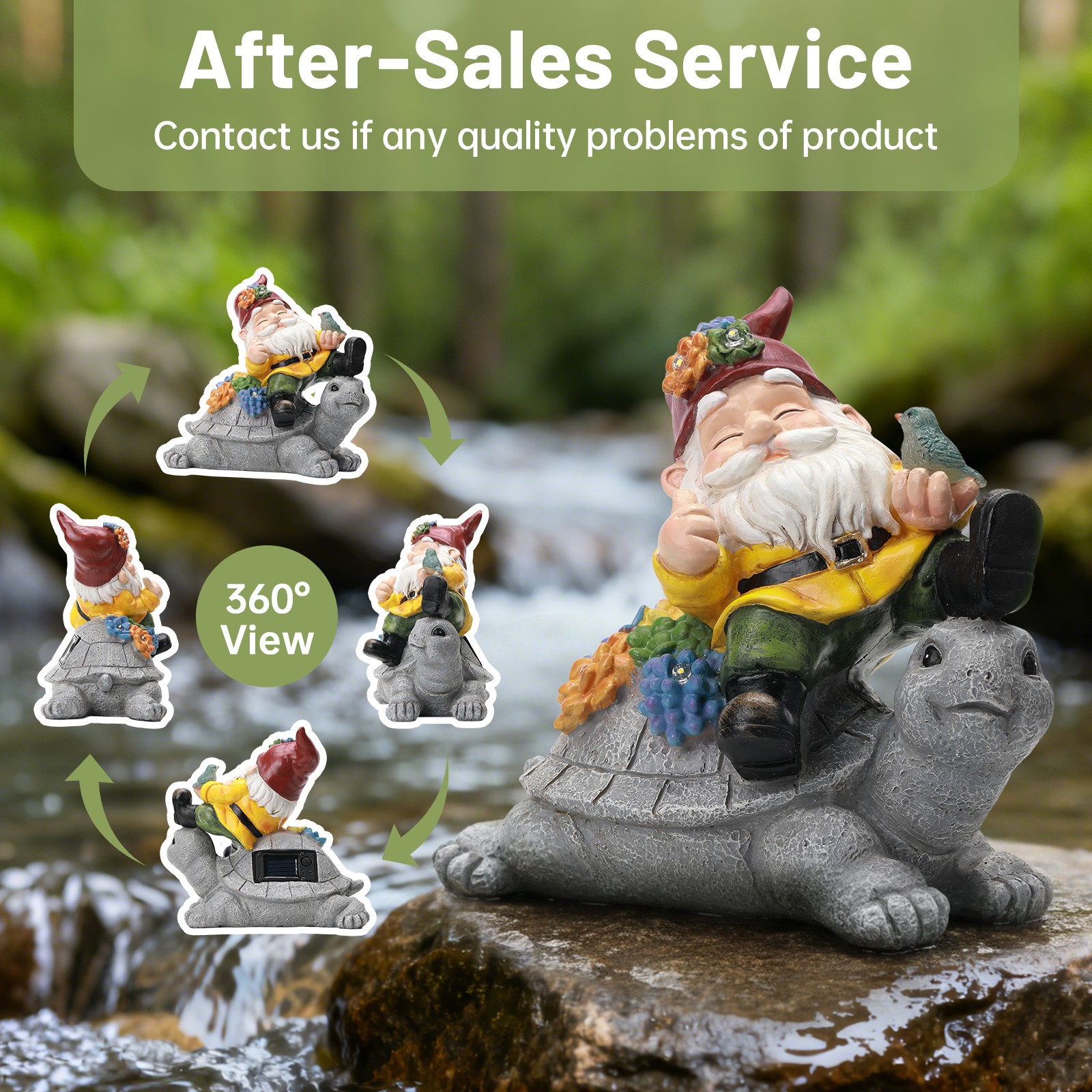 Solar-Powered Garden Gnomes: Turtle & Flower Statues for Outdoor Decor 🌞🏡✨