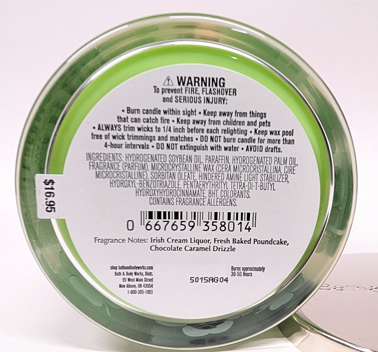 Cute! LUCKY VIBES - IRISH CREAM POUNDCAKE Single-Wick Candle Bath and Body Works