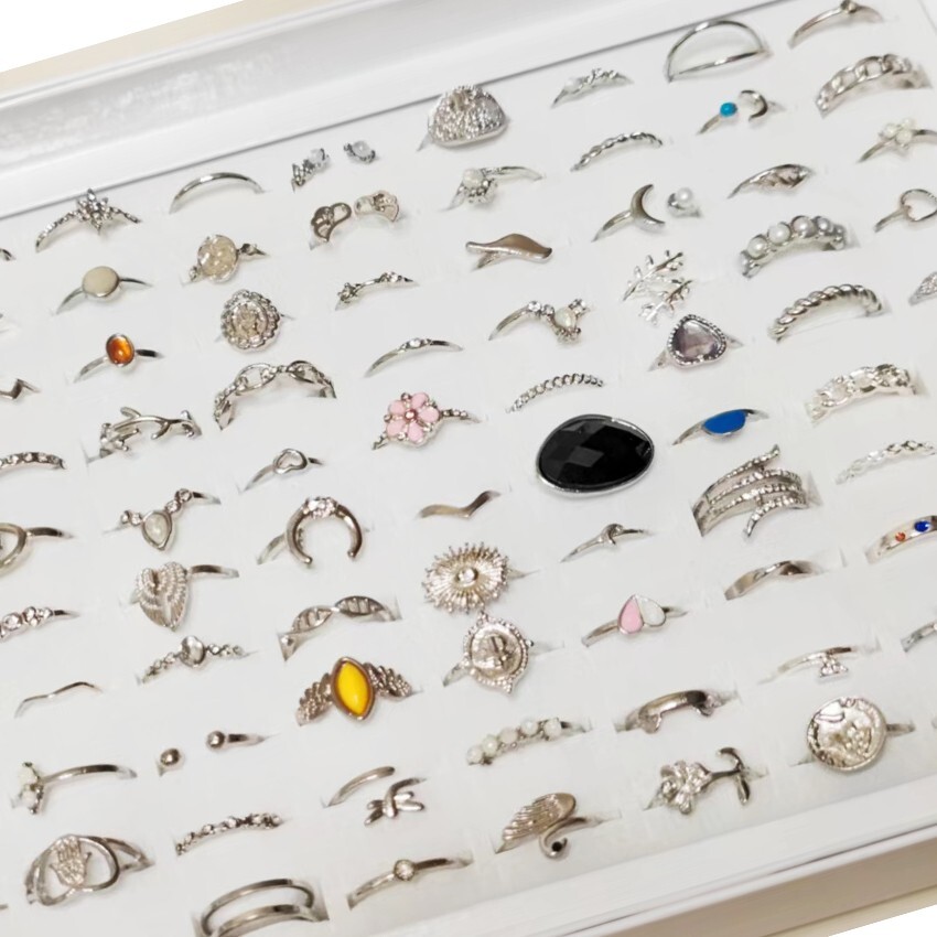 Bulk Lots 50 Antique Silver Bohemia Vintage Rings Mix Women Stone Retro Charms