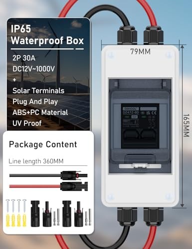 DC 1000V Circuit Breaker, Non Polarized, 30 Amp, 2 Pole, AC DC Dc1000v 30 Amp