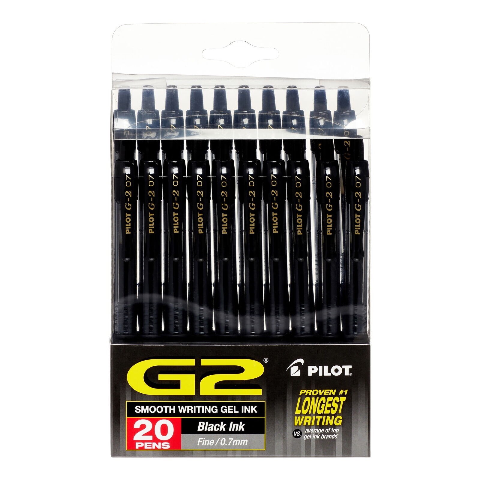 Pilot G2 Retractable Gel Ink Pens Fine Point Black 0.7mm 20 Count FREE SHIPPING