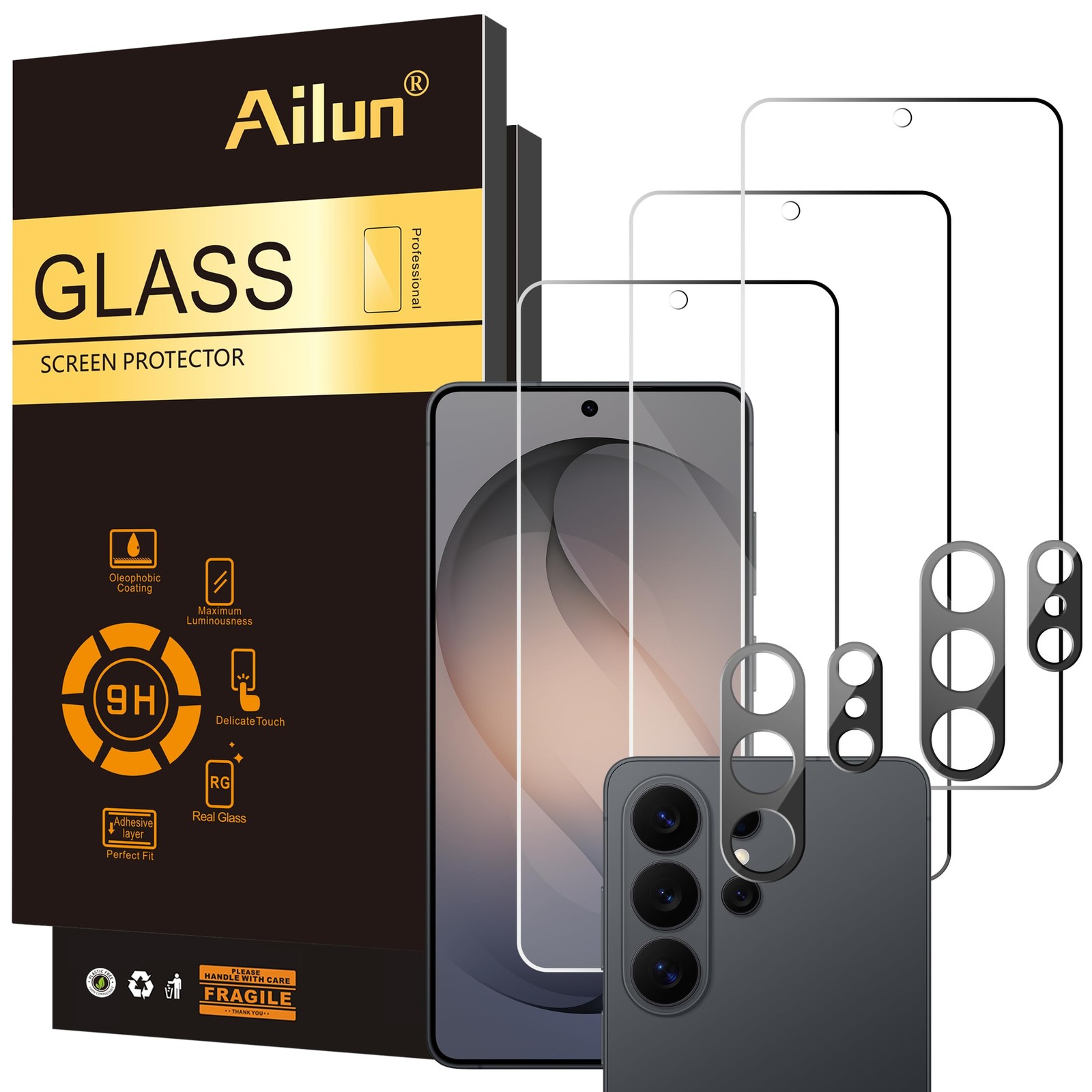 Ailun for Galaxy S26 Ultra Screen Protector 3+2 Pack Camera Lens Tempered Glass