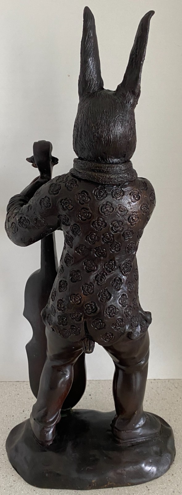 Vtg 17" Bronze Anthropomorphic Rabbit Sculpture Playing Cello Maitland Smith MCM