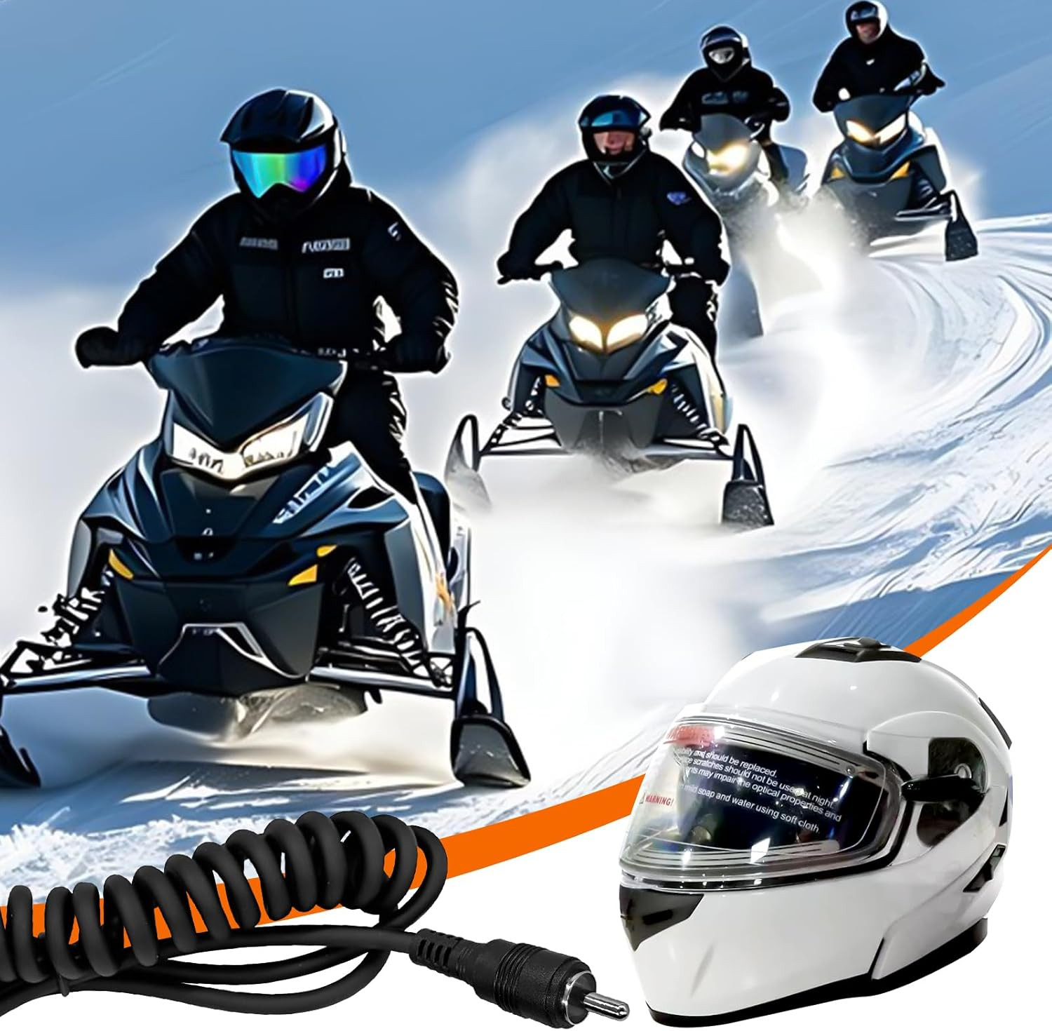 Snowmobile Helmet Heated Shield Cord, RCA Plug Heated Cord for Heated Most Elect