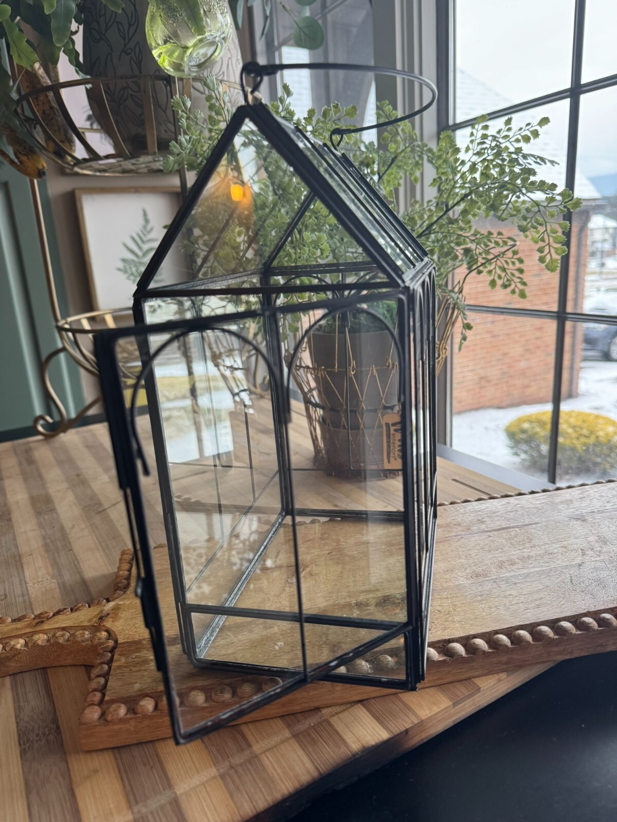 Antique Terrarium Glass w/ Metal Wardian Case Plant Container Miniature Garden