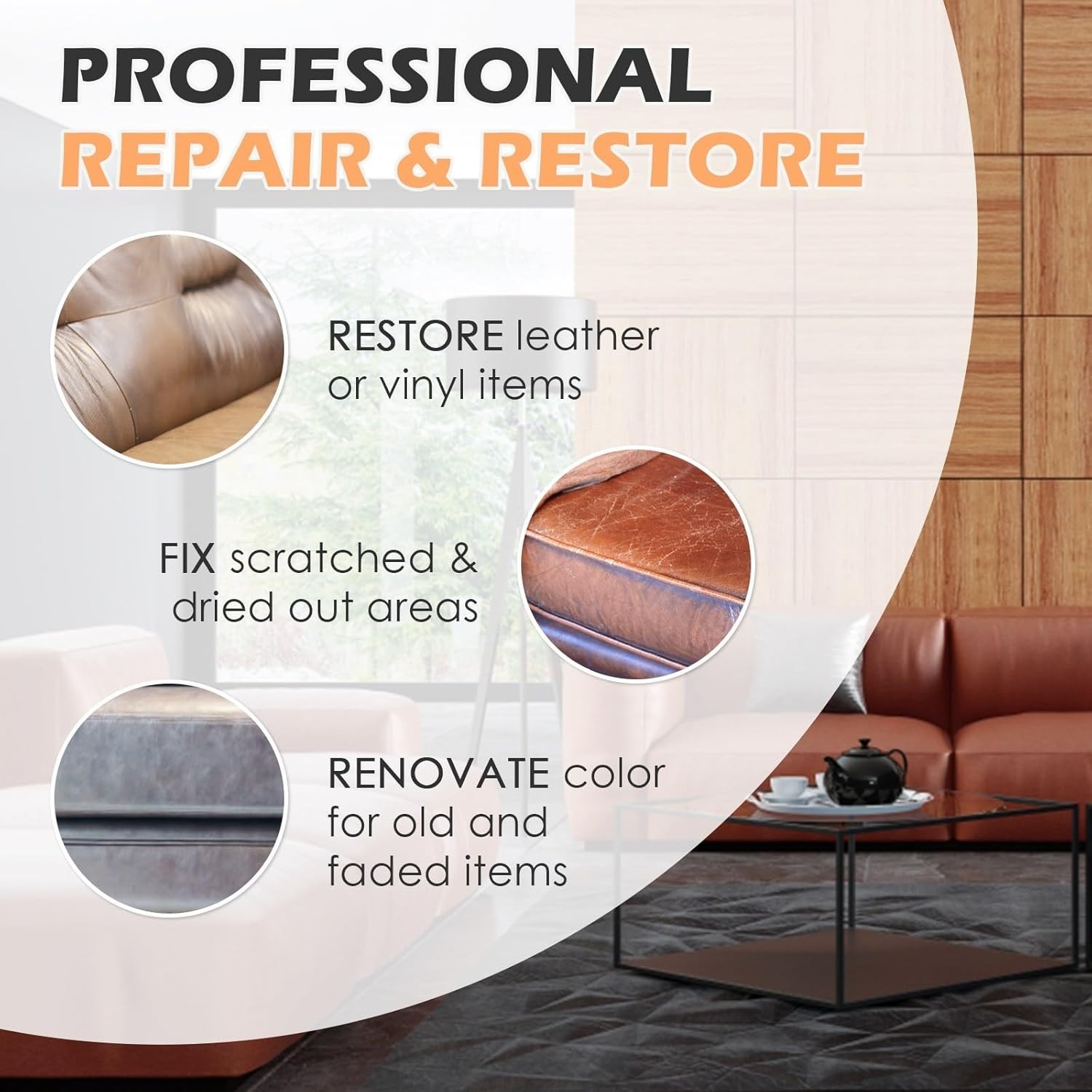 Leather Recoloring Balm, Black Leather Color Restorer for Scratched and Faded