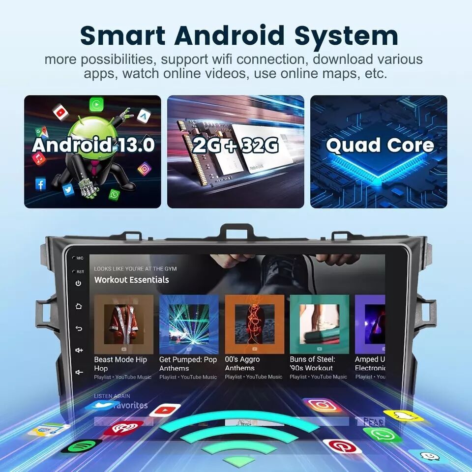 FOR TOYOTA COROLLA 2009-2013 Apple Carplay Car Radio Android 13 GPS Navi Stereo